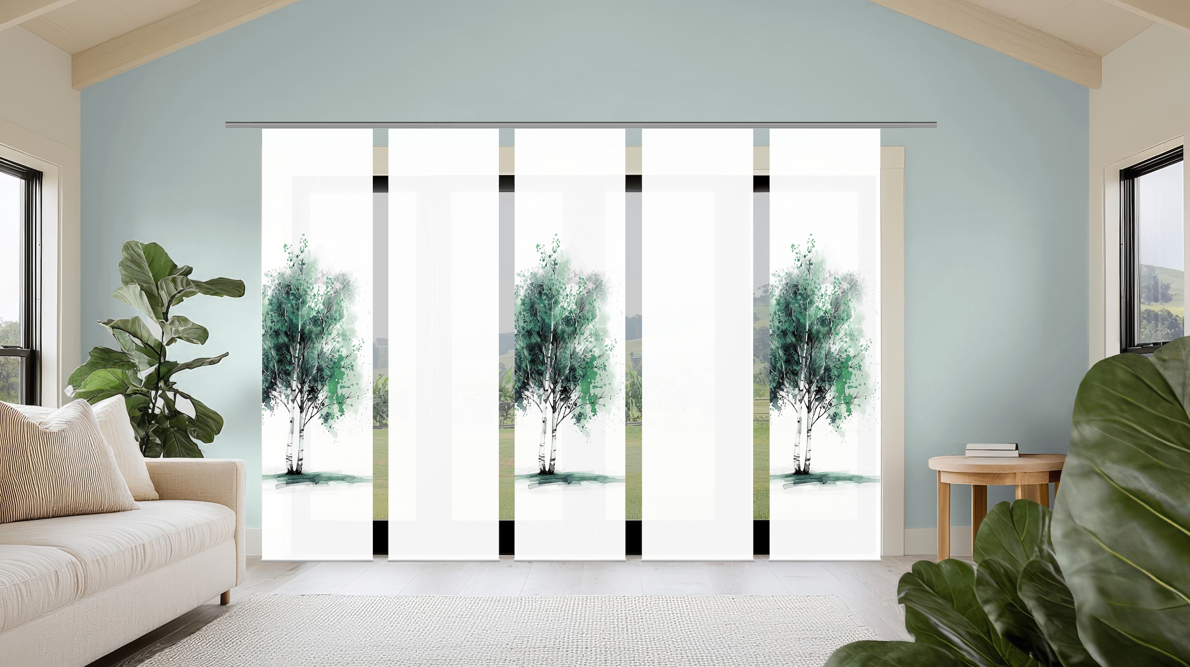 HOME WOHNIDEEN Schiebegardine »TREE« Paneelwagen 5 Stk. tlg. Schiebewand Se günstig online kaufen