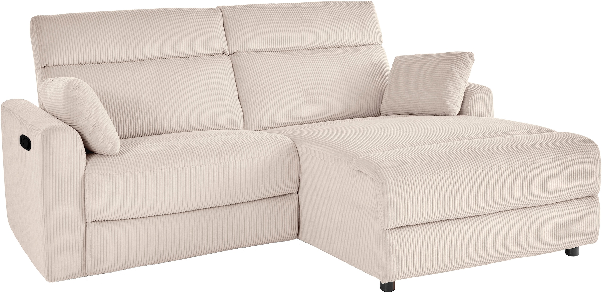 INOSIGN Ecksofa »JENNA, L-Form, 209cm, manuelle u. elektrische Funktion, mit USB A/C,«, Liegefunktion 105°-150°, Federkern, Cord