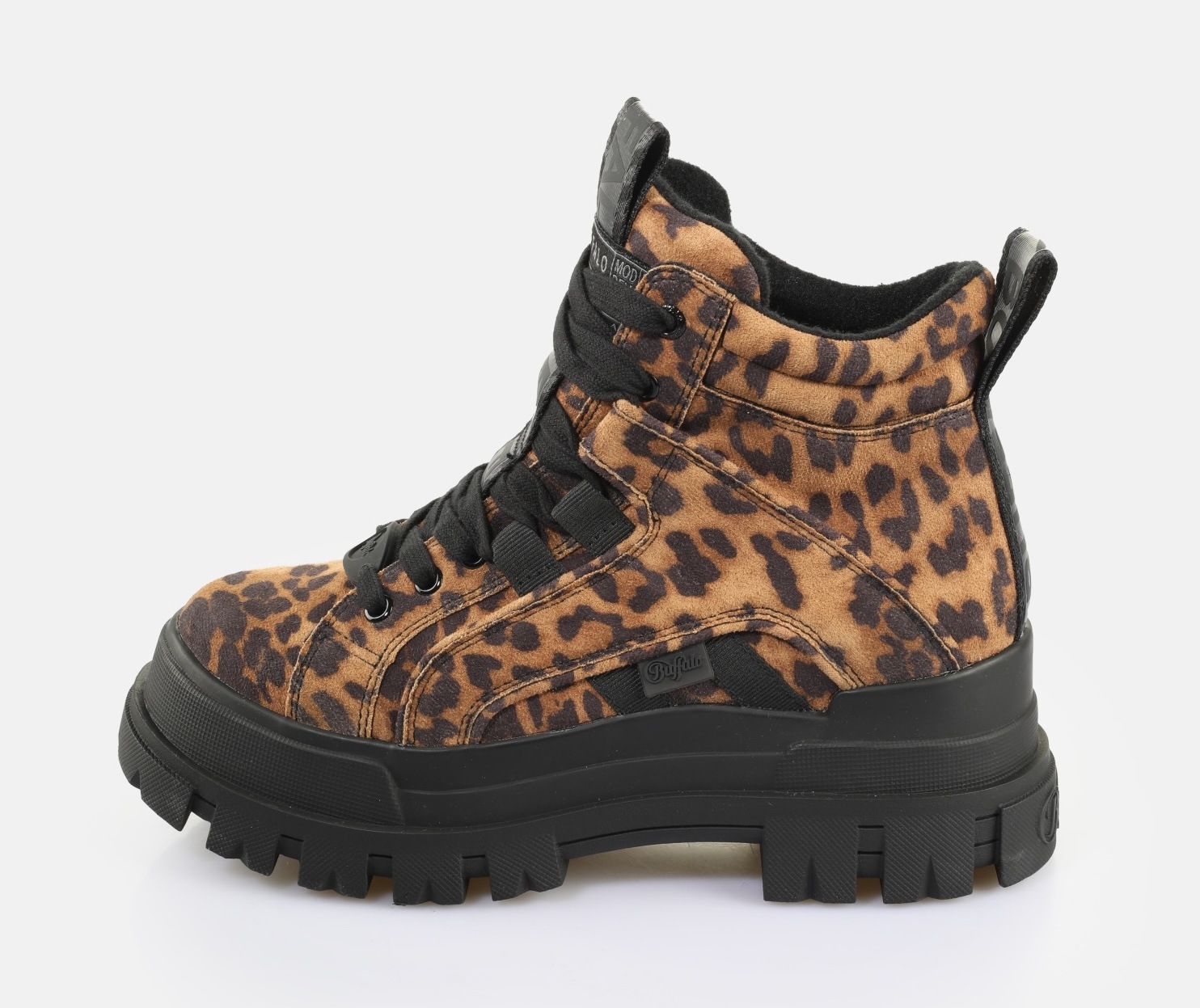 Buffalo Schnürboots »ASPHA NC MID«, Trendboots, Stiefelette, Plateauboots im Leo-Look