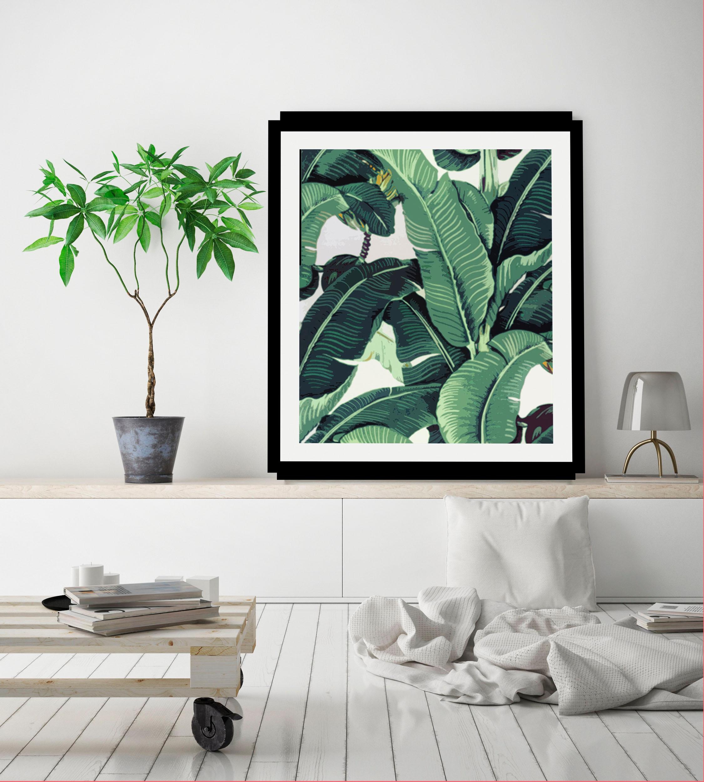 queence Bild »Blätter«, Pflanzen-Pflanzenbilder-Blätter-Blätterbilder, HD Premium Poster-Druck inkl. Holzrahmen