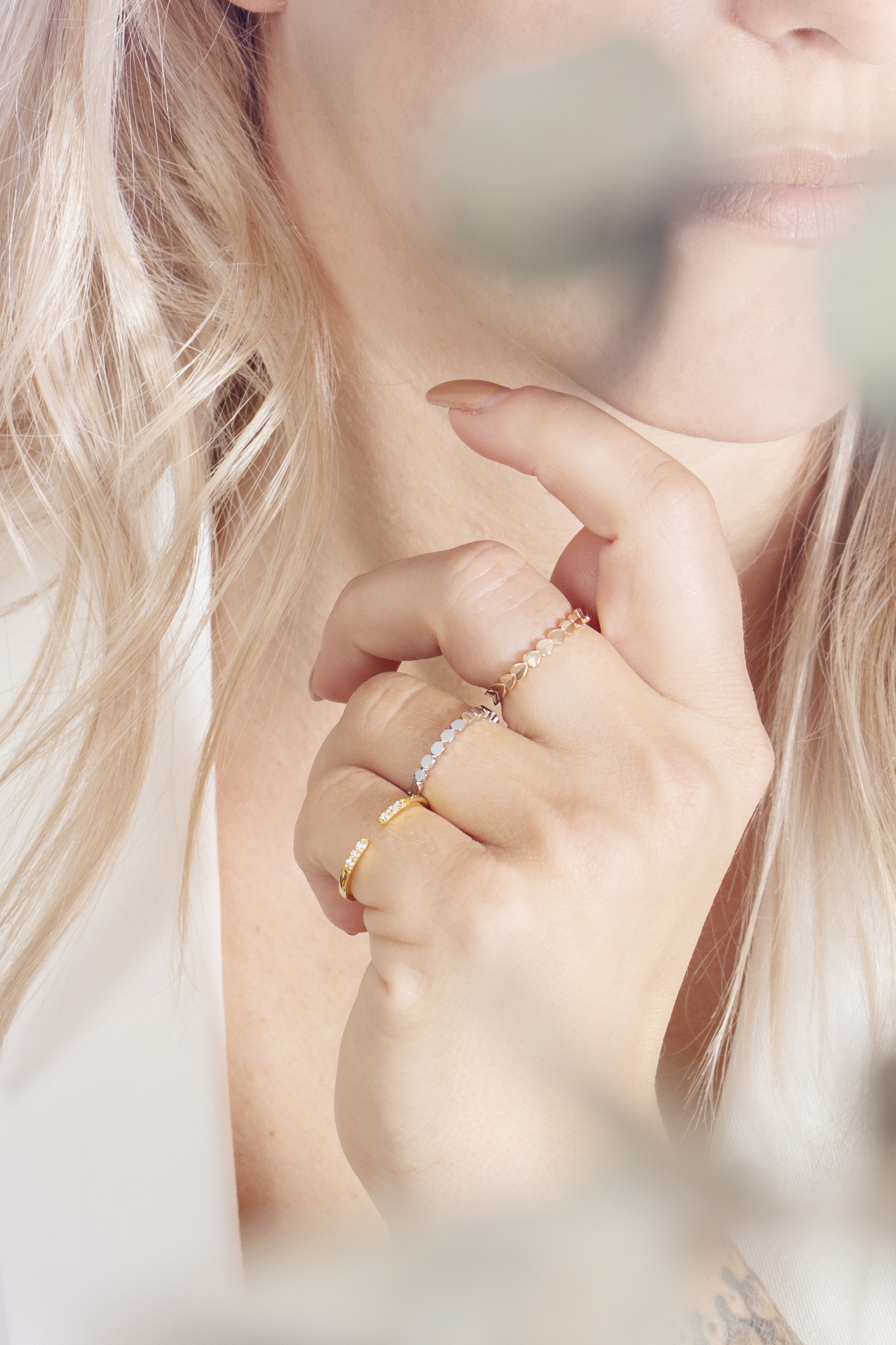 CAÏ Fingerring »925/- Sterling Silber rosévergoldet Herz Stacking«