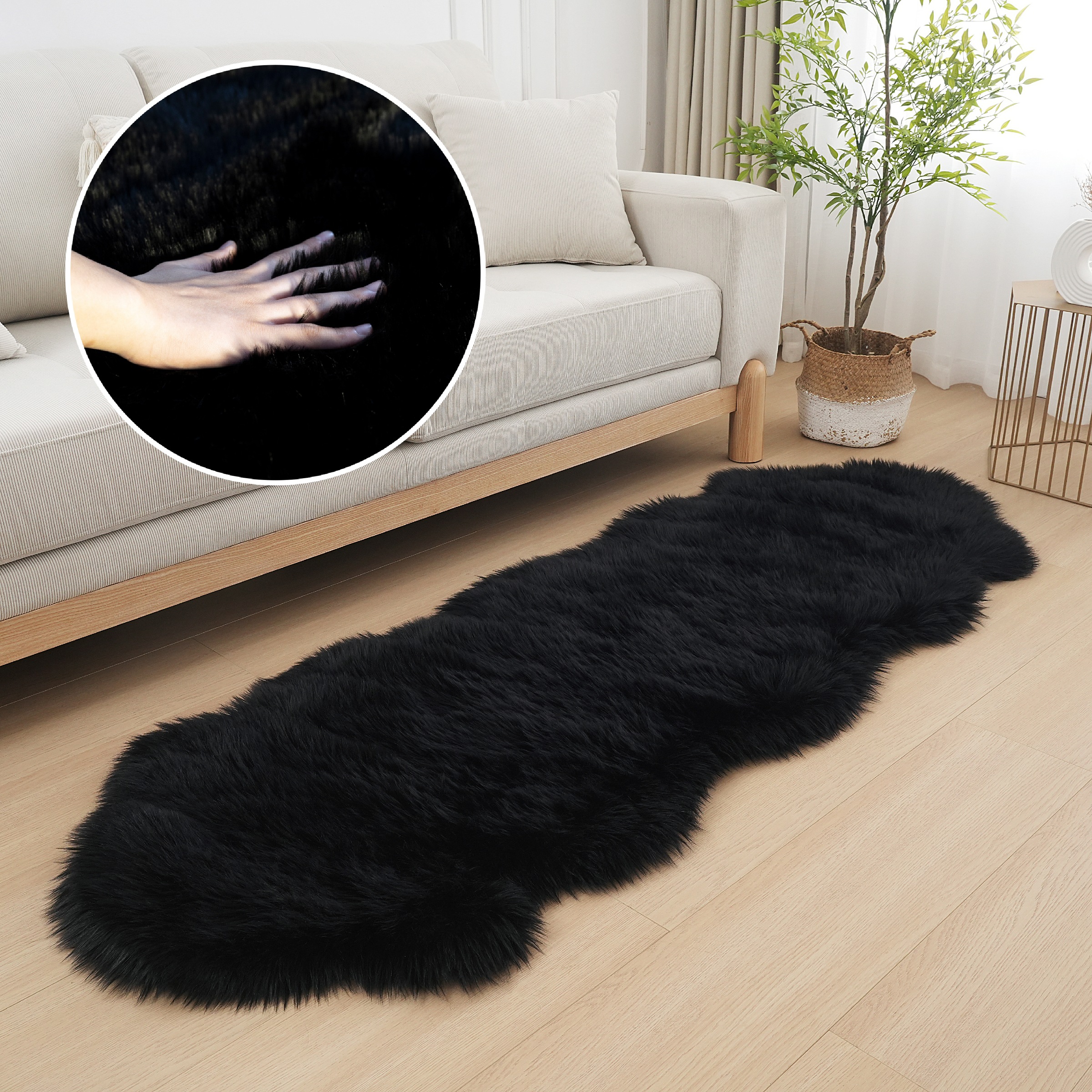 my home Fellteppich »Dena Teppiche, Fellform, waschbar« fellförmig 60 mm Hö günstig online kaufen