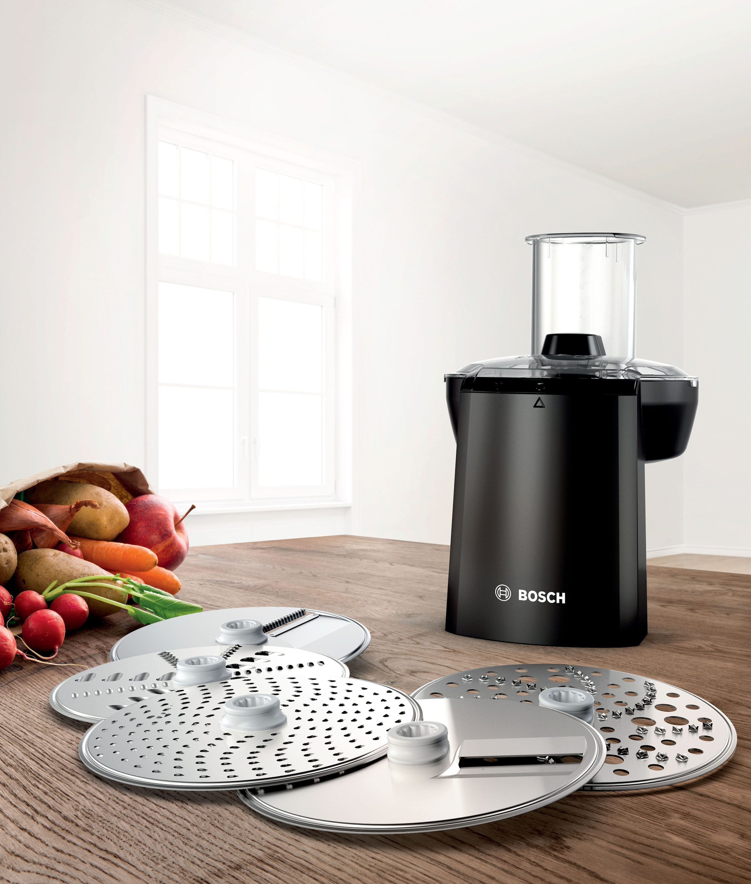 BOSCH Durchlaufschnitzler »MUZ9VL1 VeggieLove Set«, (6 tlg.), inkl. fünf Scheiben