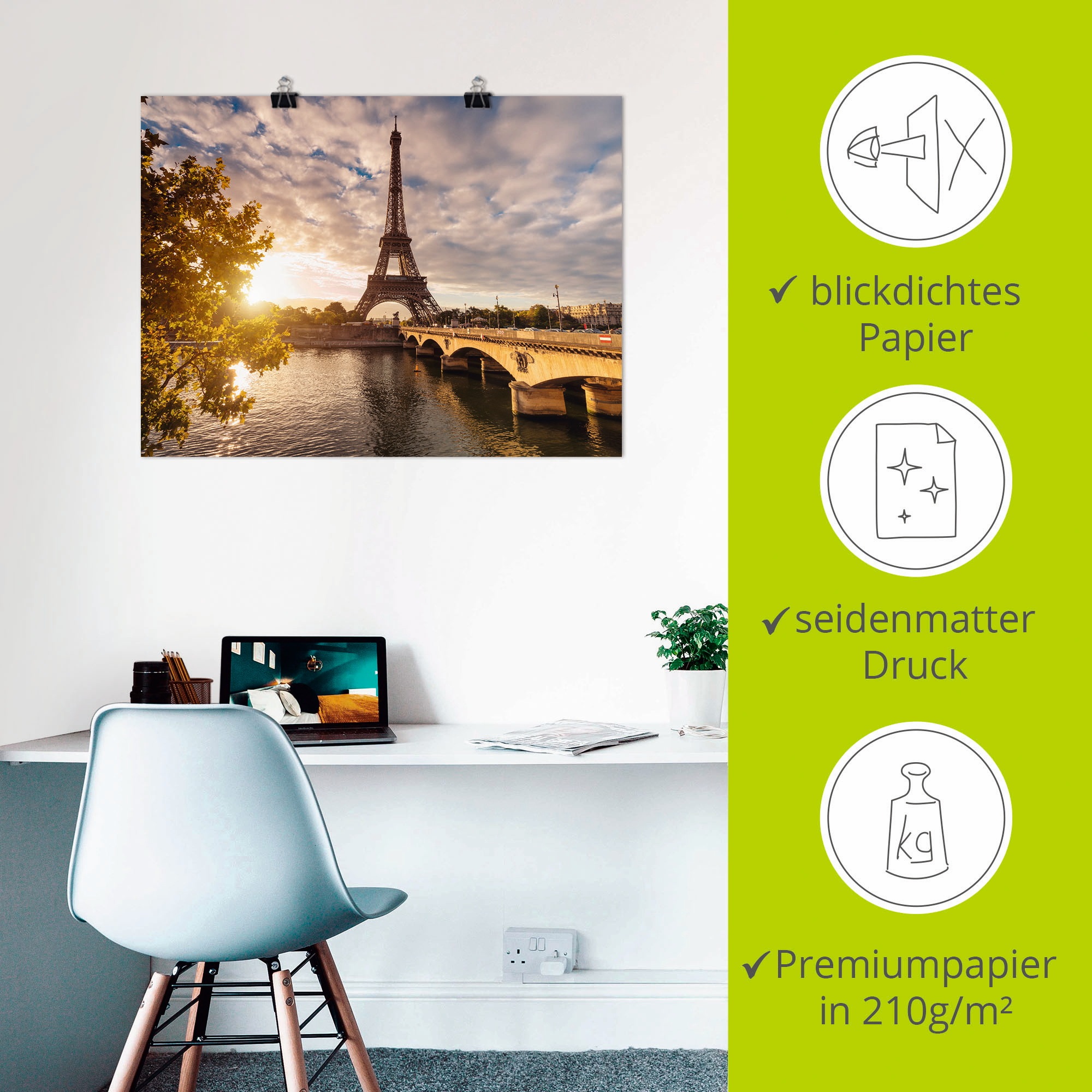 Artland Wandbild »Paris Eiffelturm II«, Gebäude, (1 St.), als Leinwandbild, Poster, Wandaufkleber in verschied. Größen