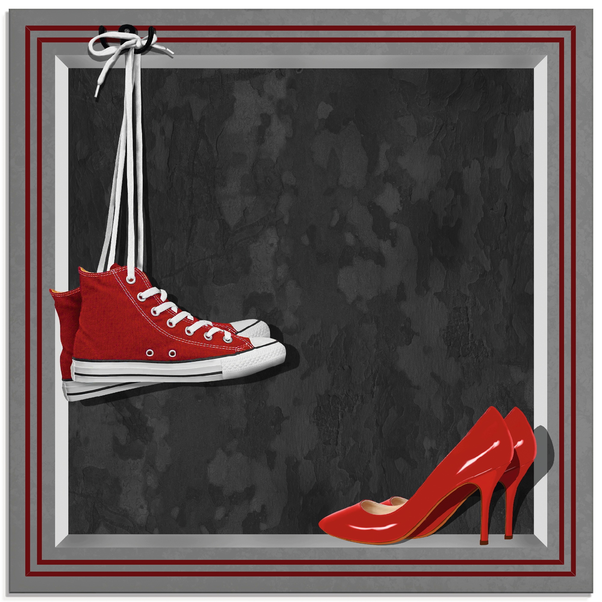 St.), Artland Schuhe«, bestellen in roten »Die verschiedenen (1 online Glasbild Mode, Größen