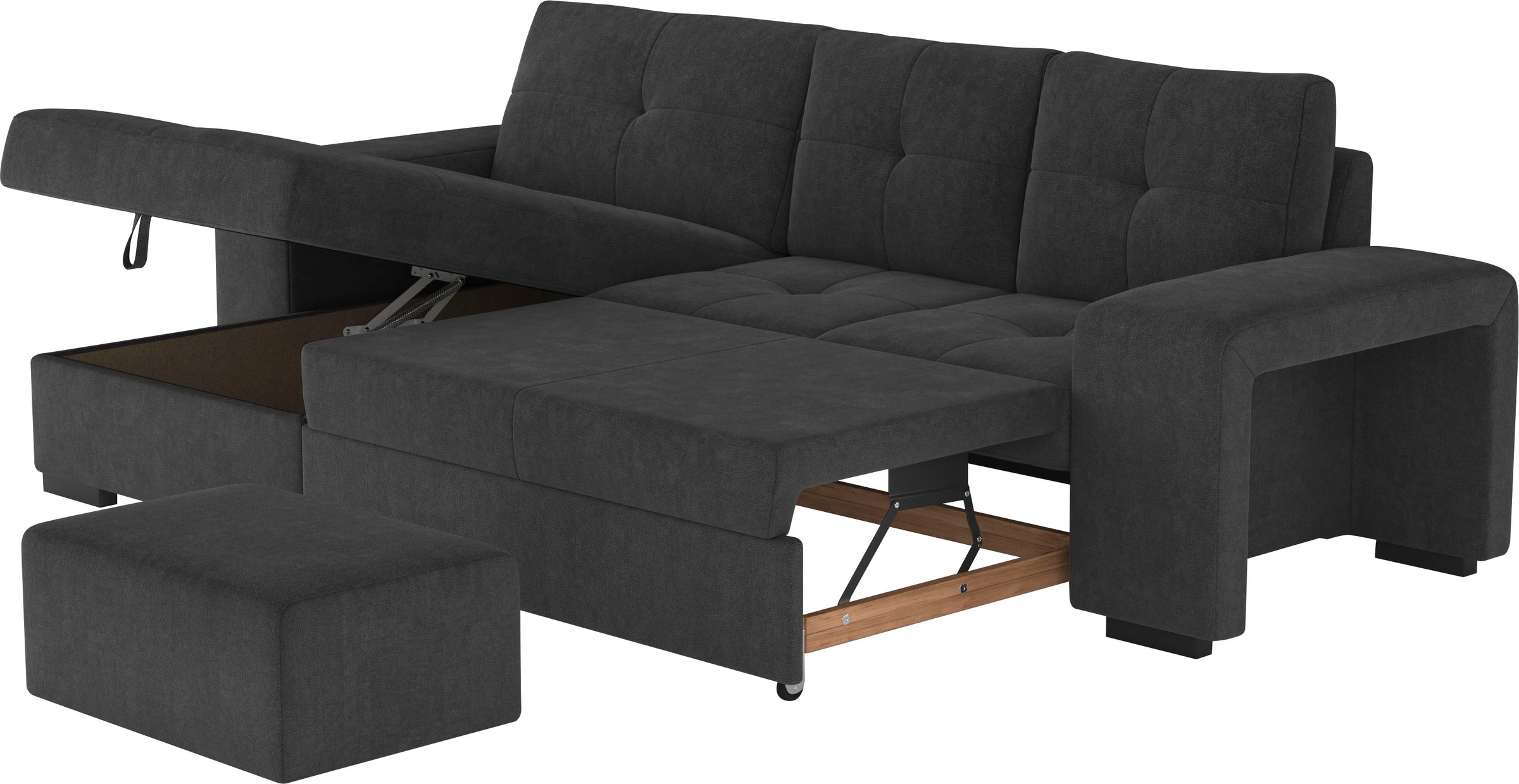 COTTA Ecksofa »Mattina L-Form«, inkl. Hocker, wahlweise mit Bettfunktion und Bettkasten