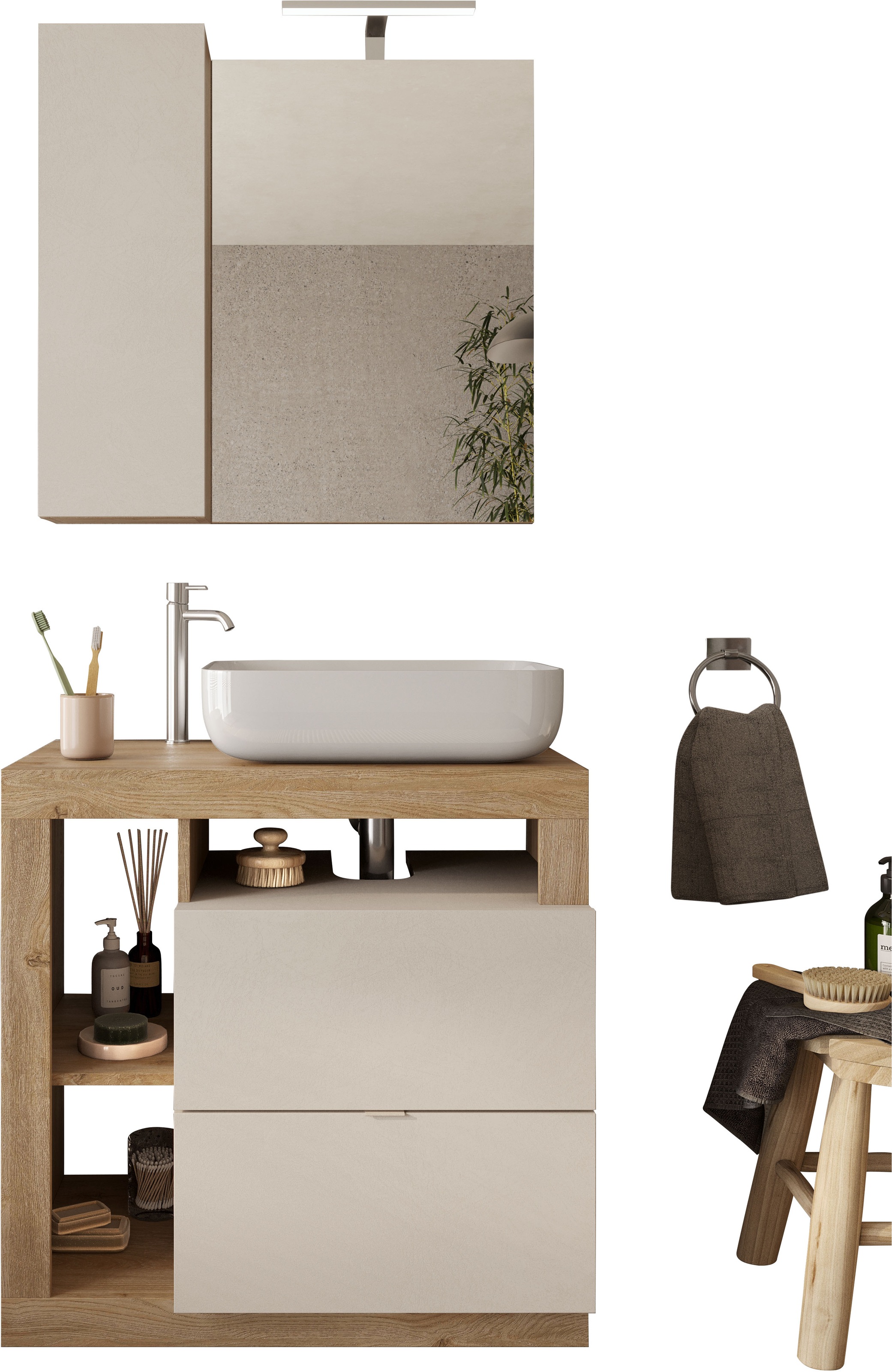 welltime Badmöbel-Set »Hamburg, Badezimmerset 2tlg. Breite 79 cm, Badmöbel, günstig online kaufen