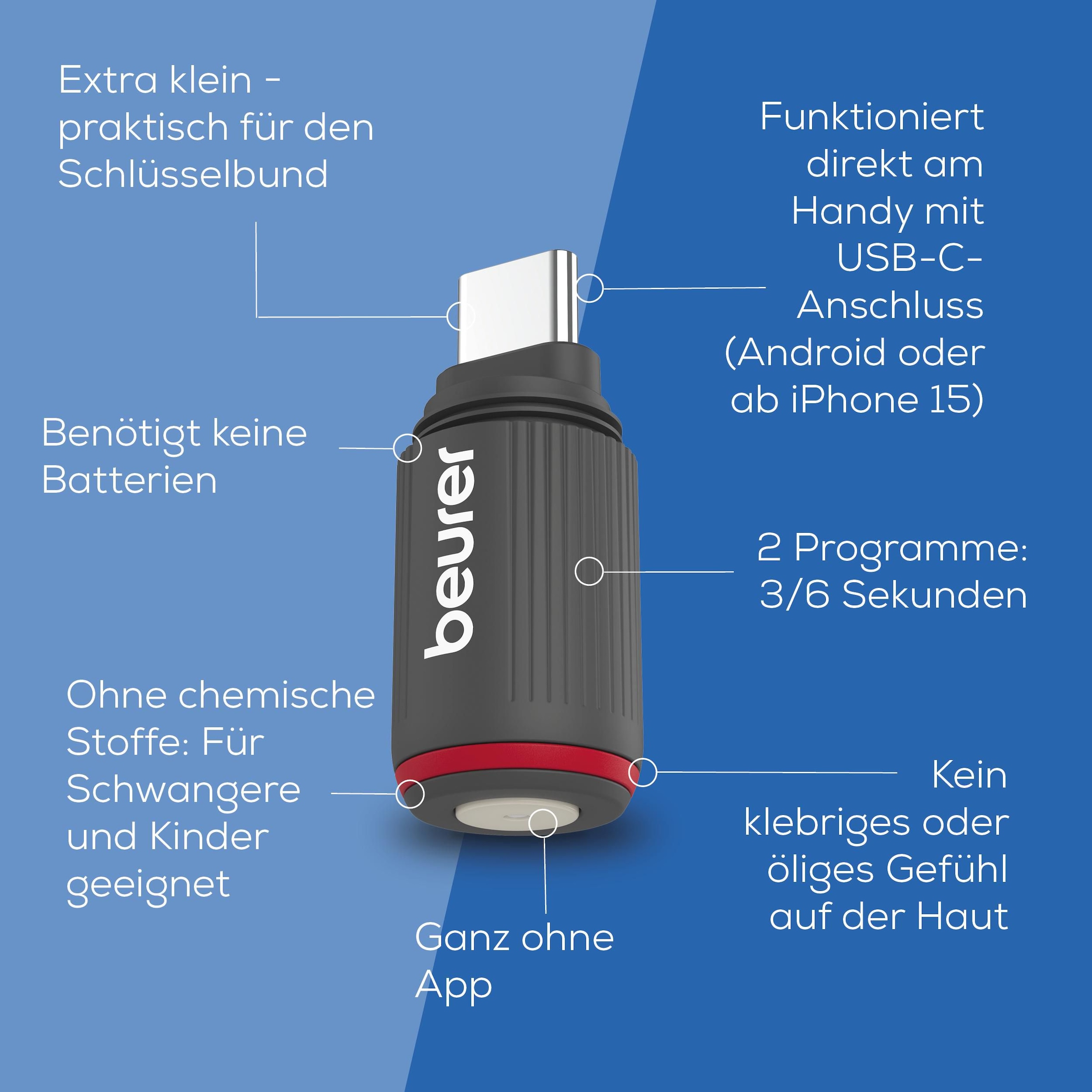 BEURER Insektenstichheiler »BiteX Go BR 75 Graphite Grey für das Smartphone« Ultrakompakt, leicht & immer griffbereit am Schlüsselbund