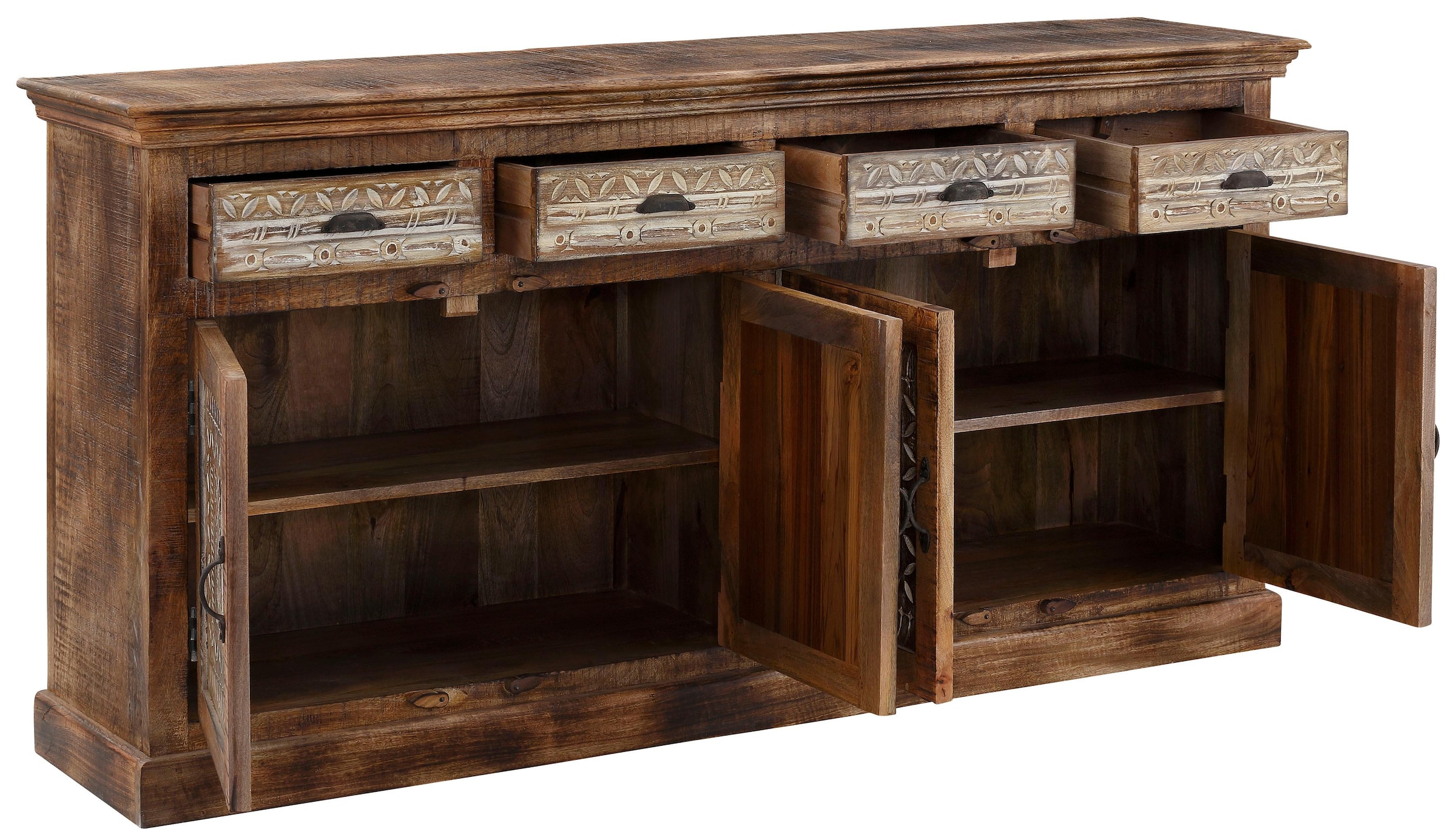 Home affaire Sideboard »Maneesh«, Kommode aus massivem Mangoholz, viele Stauraummöglichkeiten, B/ 179cm