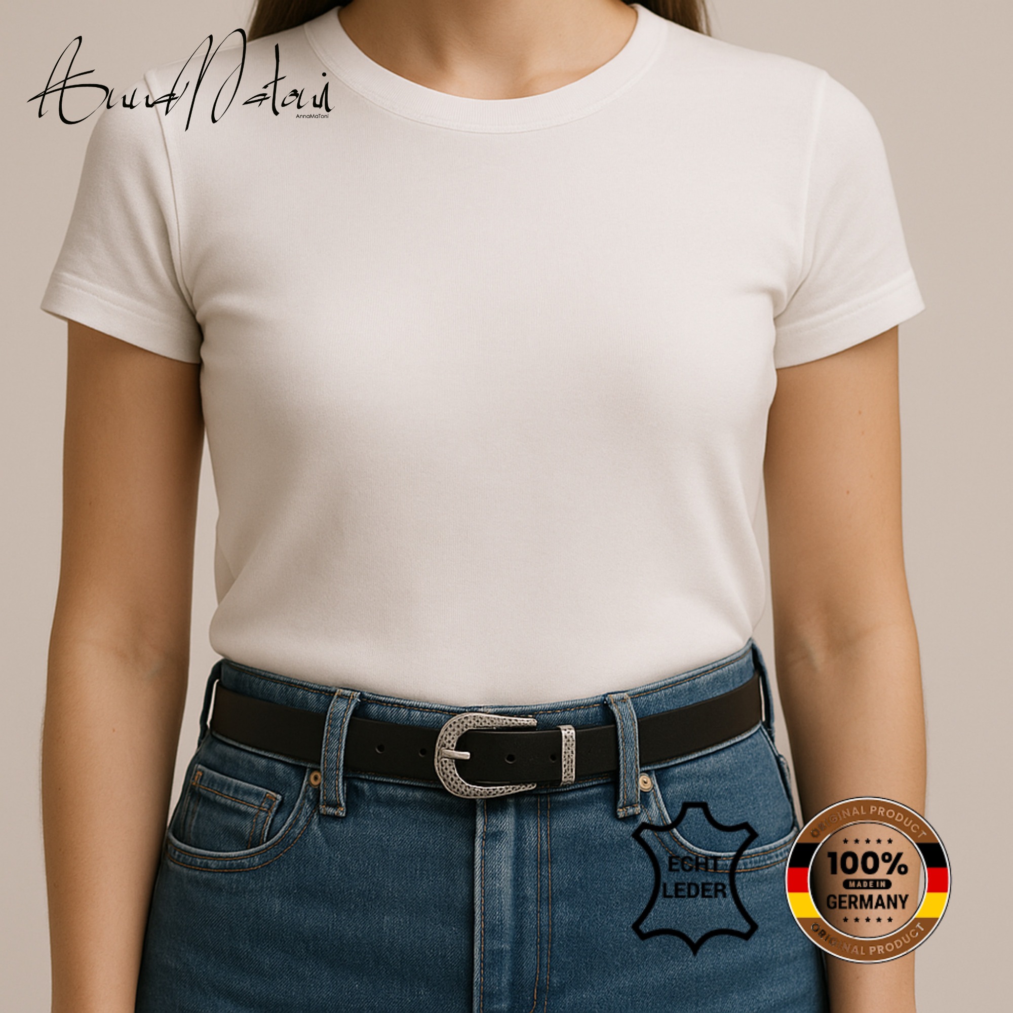 AnnaMatoni Ledergürtel »AnnaMatoni Damen Ledergürtel in hochwertigem Kunstfell in Leo«