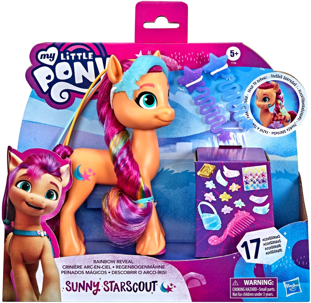 Hasbro Spielfigur »My Little Pony, A New Generation - Regenbogenmähne Sunny Starscout«, mit langen, pinkfarbenen Haaren und Sternschnuppen-Schönheitsfleck