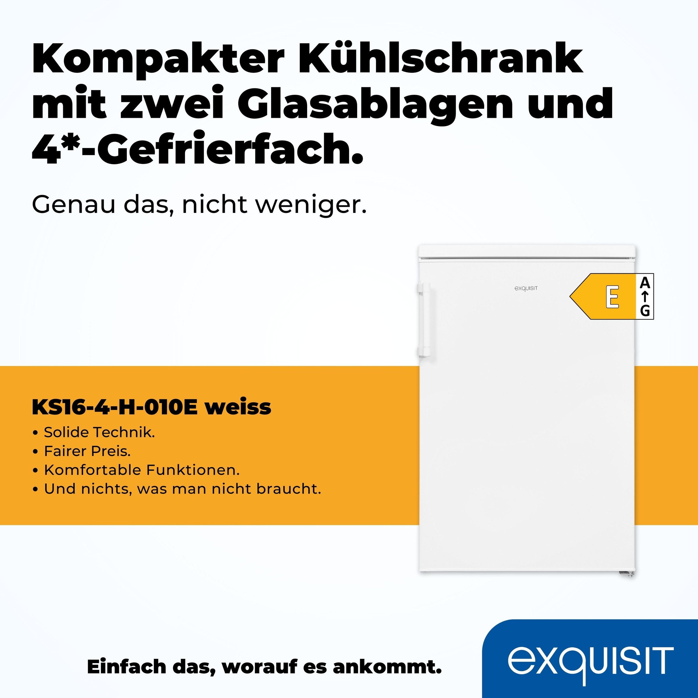 exquisit Kühlschrank »KS16-4-H-010E weiss«, 120 L Volumen, 4 Sterne Gefrieren