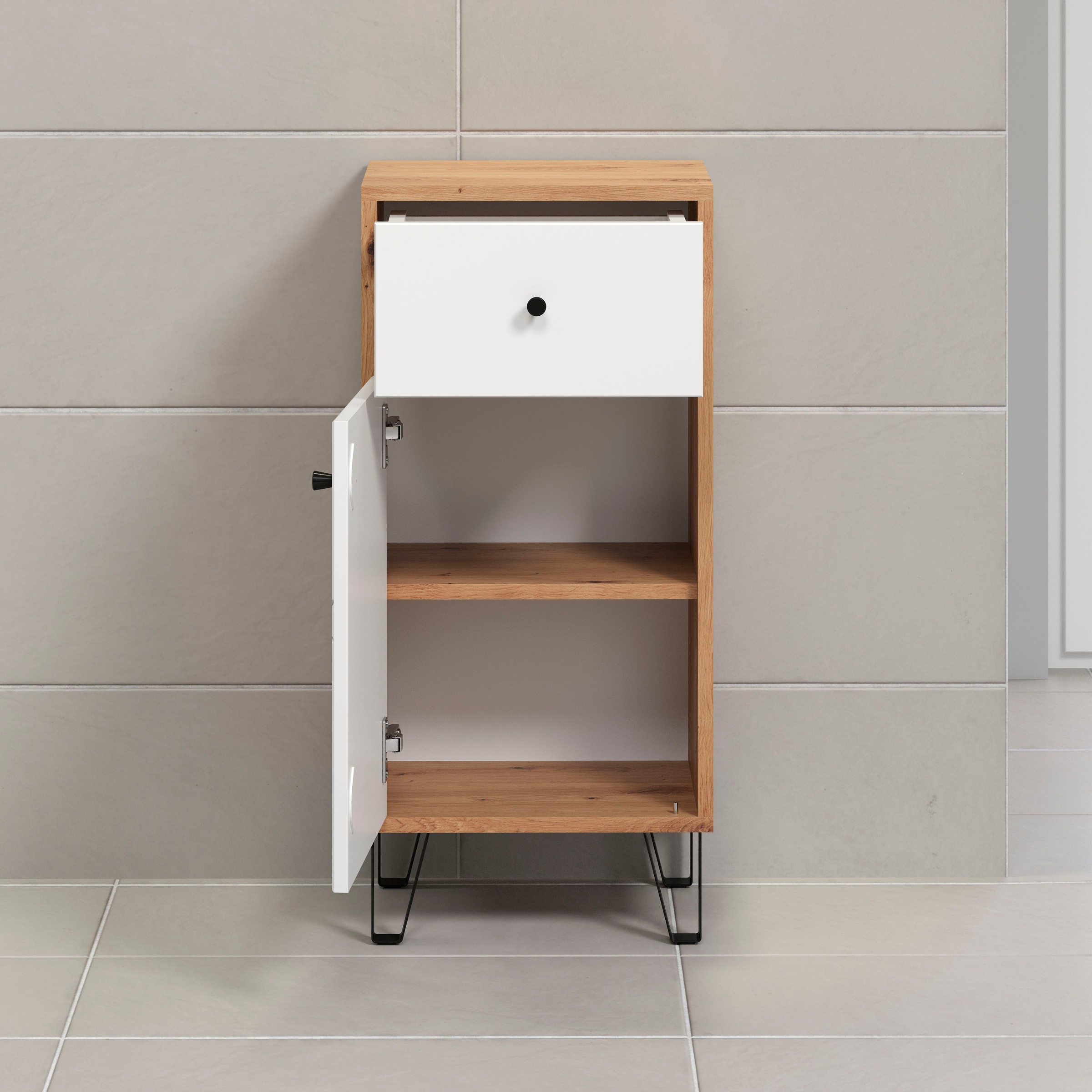 PLACES OF STYLE Unterschrank »Tarragona« 1 Stk. tlg. Badezimmerschrank mit Fräsungen in Rautenoptik in Weiß matt