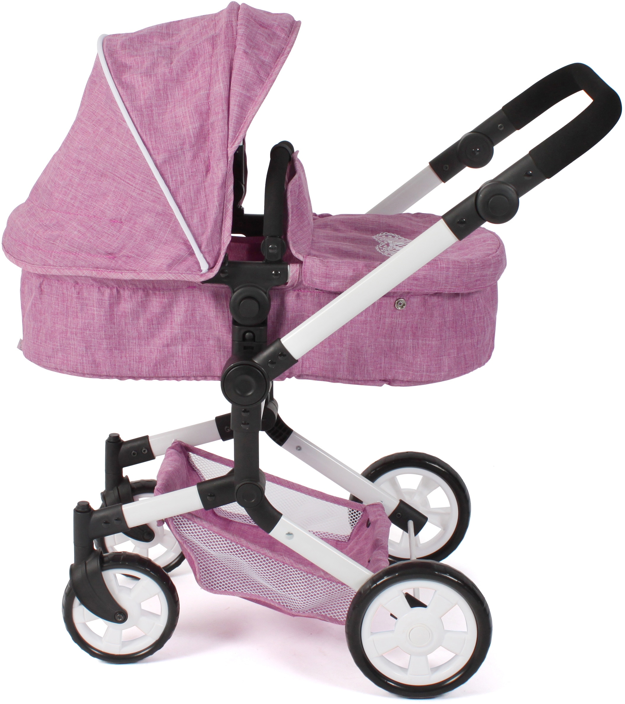 CHIC2000 Kombi-Puppenwagen »Linus, Jeans Pink«, (Set), mit Babywanne und Autositz