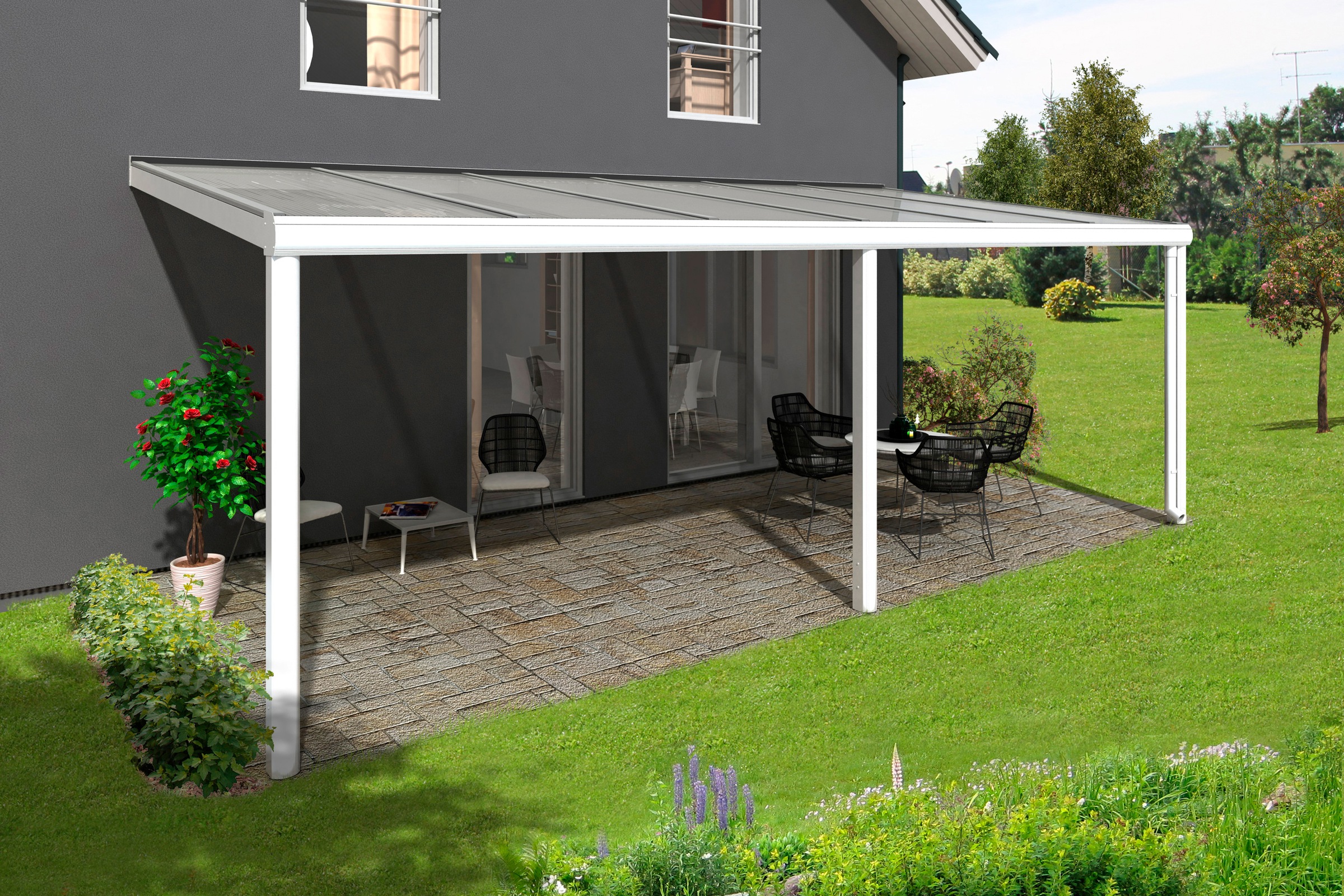 SKANHOLZ Terrassendach »Garda« BxT: 648x257 weiß