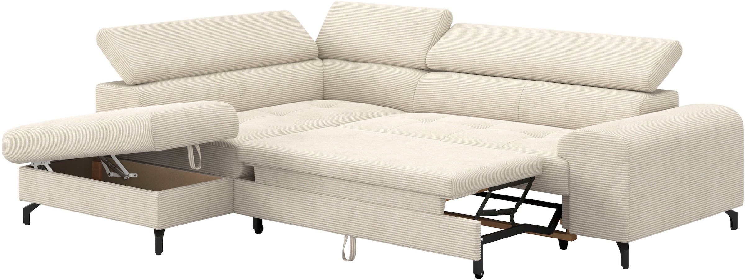 COTTA Ecksofa »Aura L-Form«, mit Schlaffunktion, Bettkasten und Kopfteilverstellung