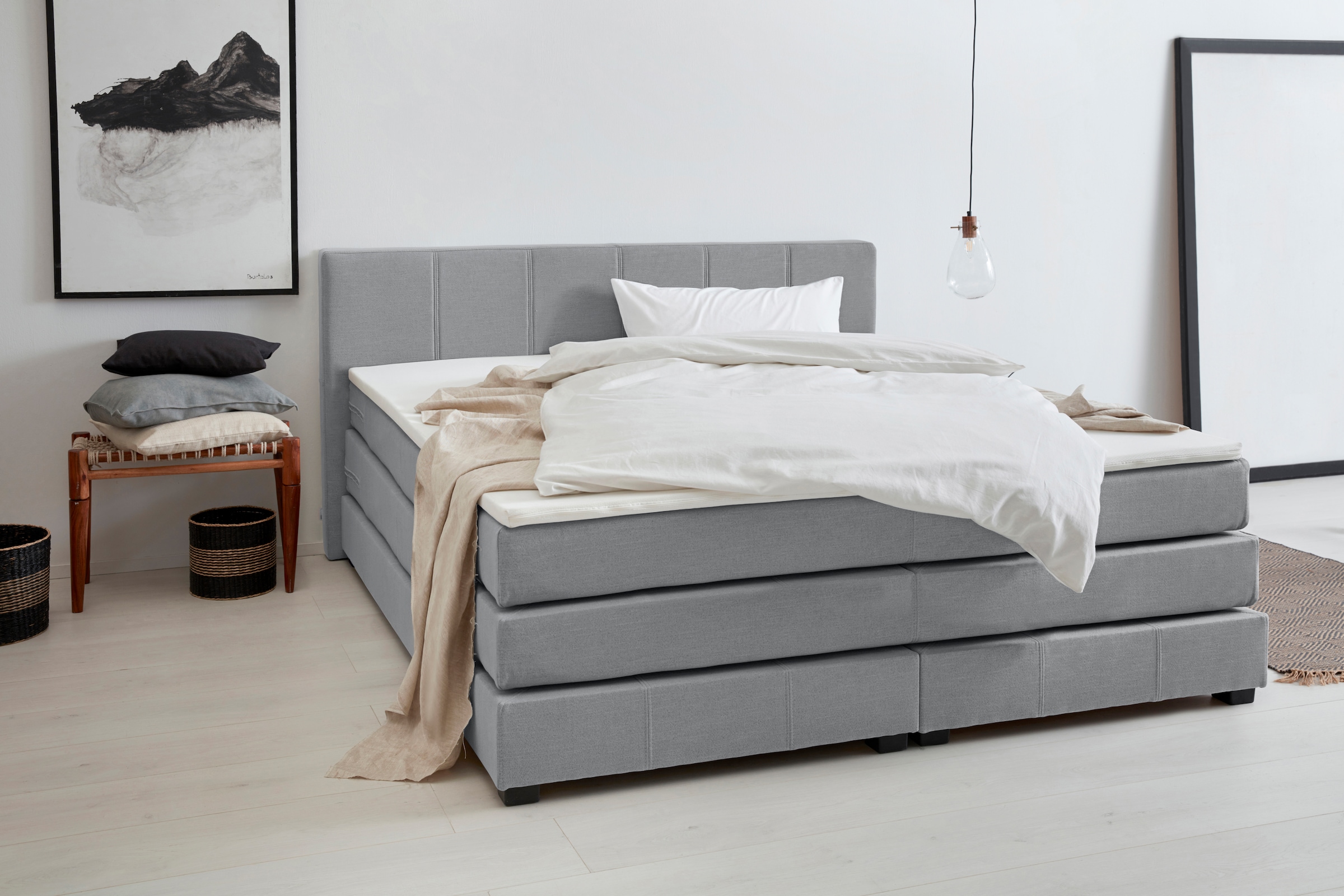 OTTO products Boxspringbett »Peetu«, Taschenfederkern-Matratze, in 4 Breite günstig online kaufen