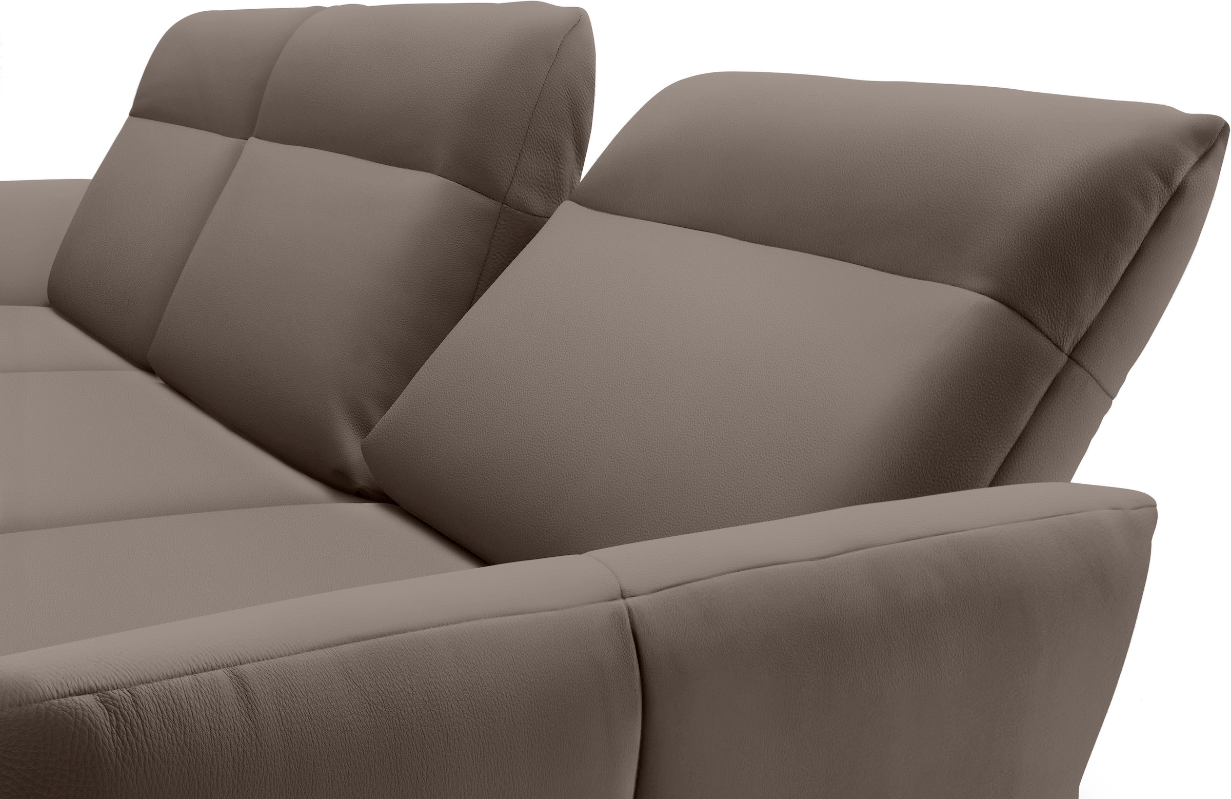 Creation BY ROLF BENZ Ecksofa »CR.460«, Sockel in Nussbaum, Winkelfüße in Umbragrau, Breite 338 cm