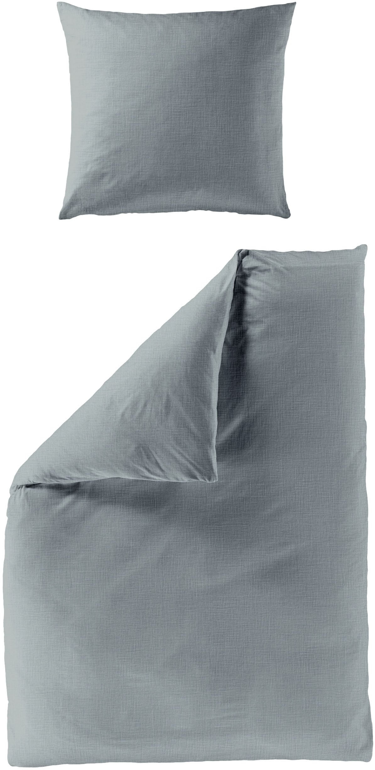 Bierbaum Bettwäsche "4129", hlbau, B/L: 155cm x 220cm, 1 Stk., 1 Stk., Musselin, B/L: 80cm x 80cm, 2 Stk.