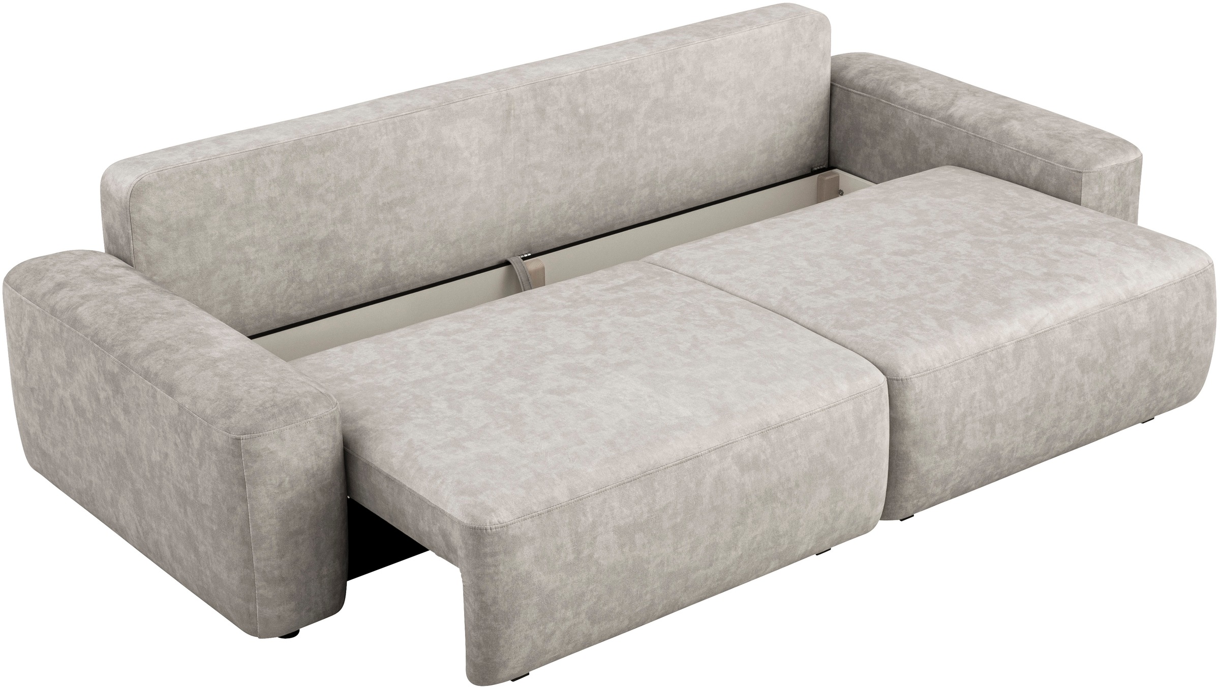 INOSIGN 3-Sitzer »TORGE (257cm), Sofa,Schlafsofa in Cord, Samtvelours, Struktur fein«, rundes Design, Schlaffunktion u. Bettkasten, Liegefläche: 135/200 cm