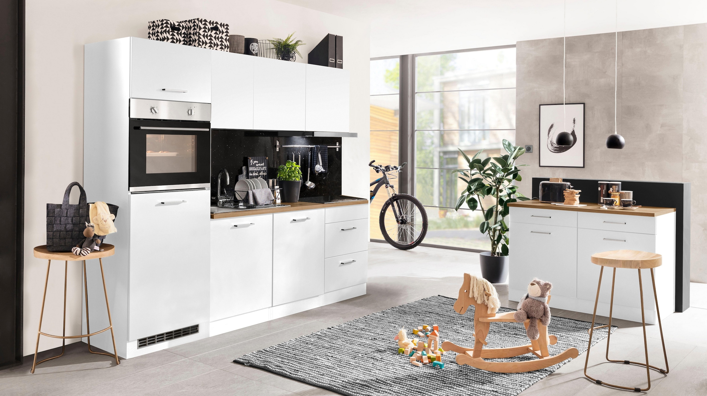 KOCHSTATION Küchenzeile »KS-Kehl«, mit E-Geräten, Breite 240 cm, inkl. Kühlschrank