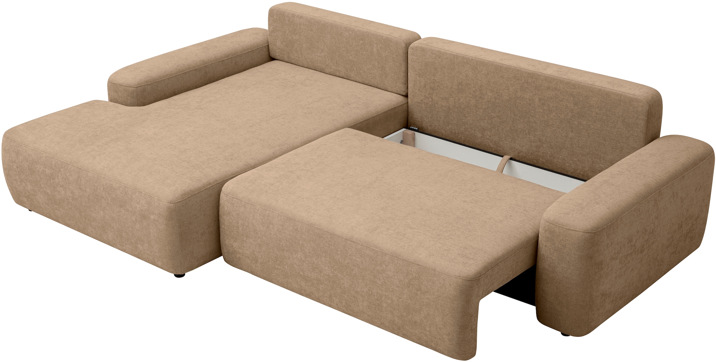 INOSIGN Ecksofa »TORGE (264cm), Schlafsofa in Cord, Samtvelours o Struktur fein, L-Form«, Schlaffunktion, Bettkasten, Liegefläche: 125/210 cm