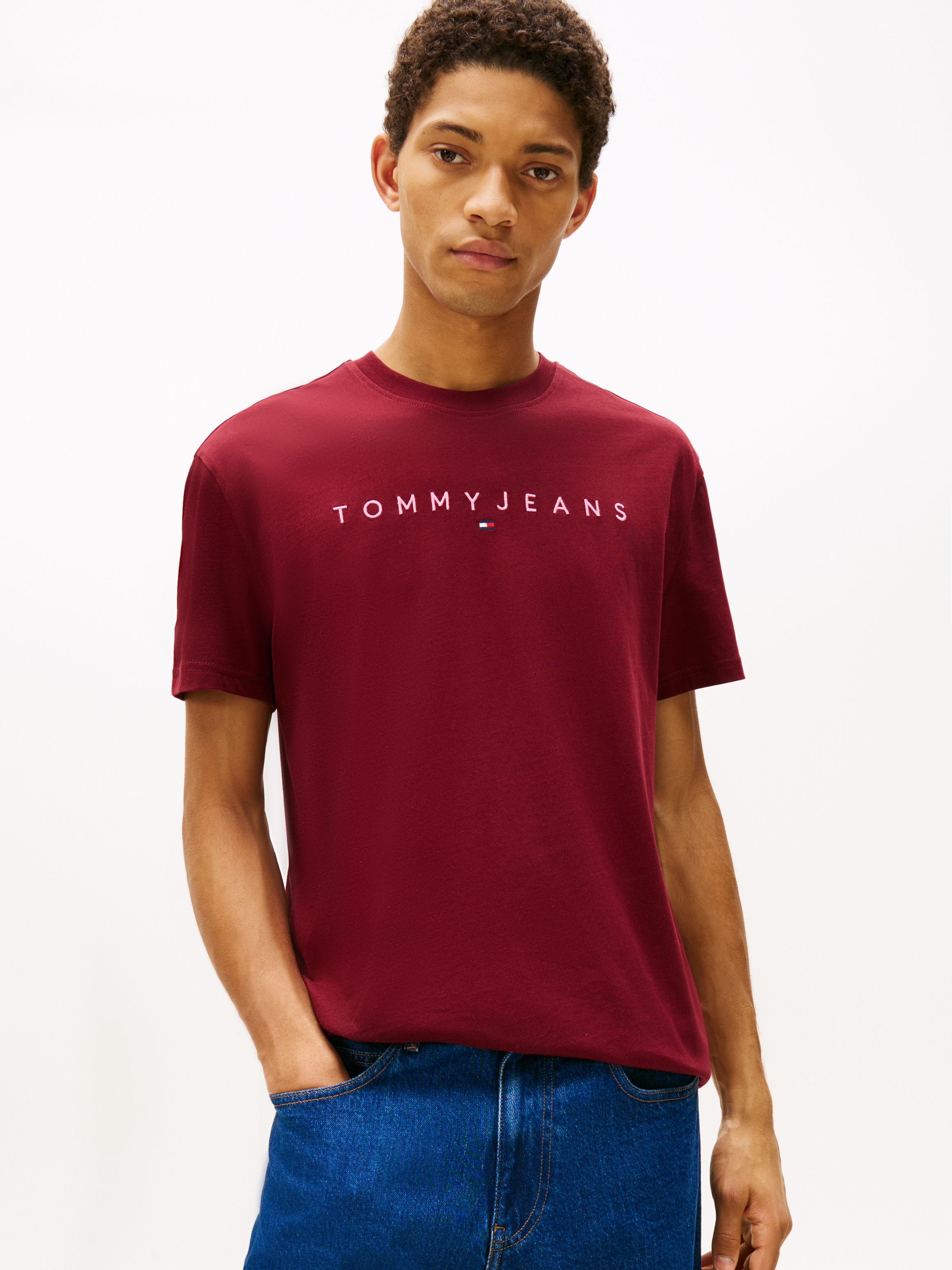 Tommy Jeans T-Shirt »TJM REG LINEAR LOGO TEE EXT« Rundhals, Regular Fit