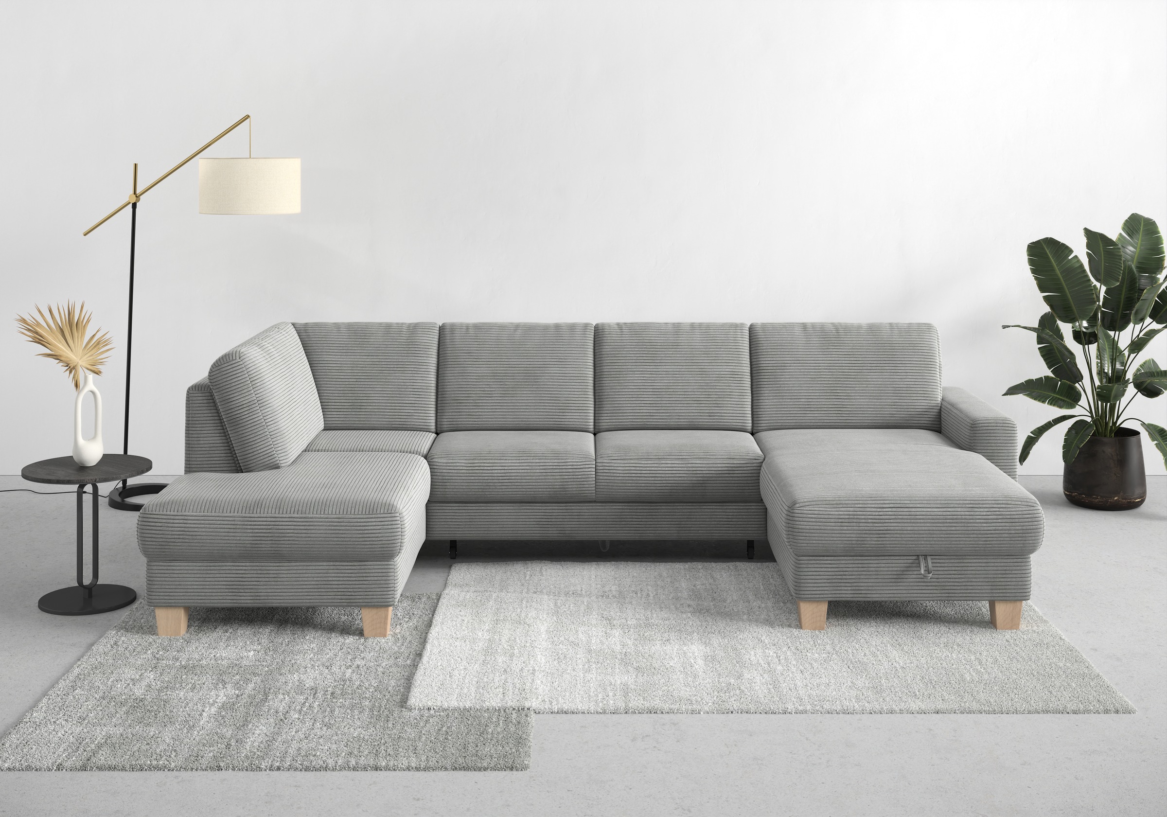 Home affaire Wohnlandschaft »Summer U-Form«, mit oder ohne Bettfunktion und Bettkasten, Cord-Bezug