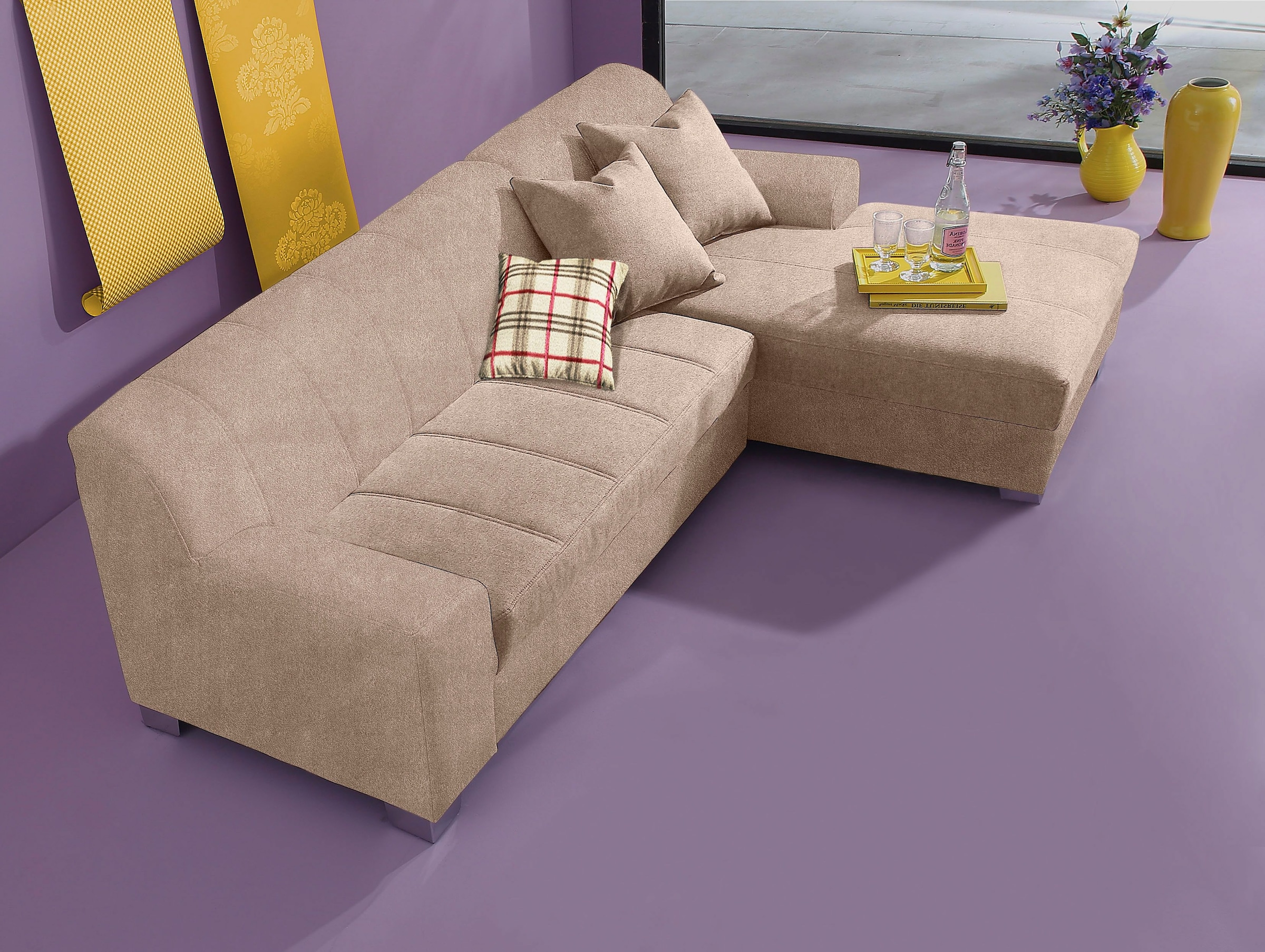 INOSIGN Ecksofa »Anzio L-Form«, wahlweise mit Bettfunktion