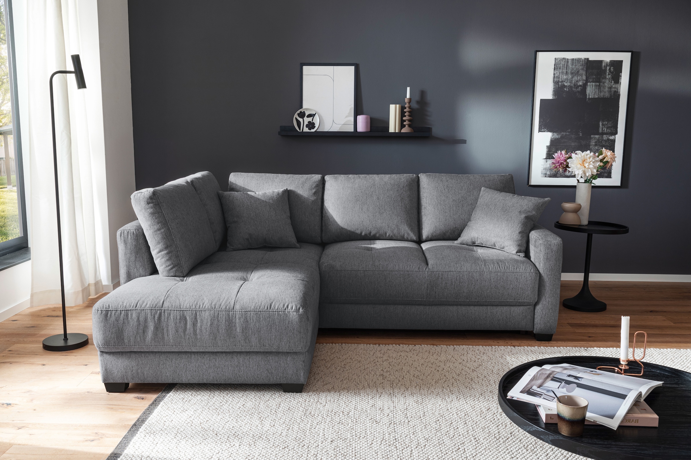 Mr. Couch Ecksofa »Pierre, L-Form mit Taschenfederkern«, mit DuraSpring-Taschenfederkern bis 140 kg belastbar