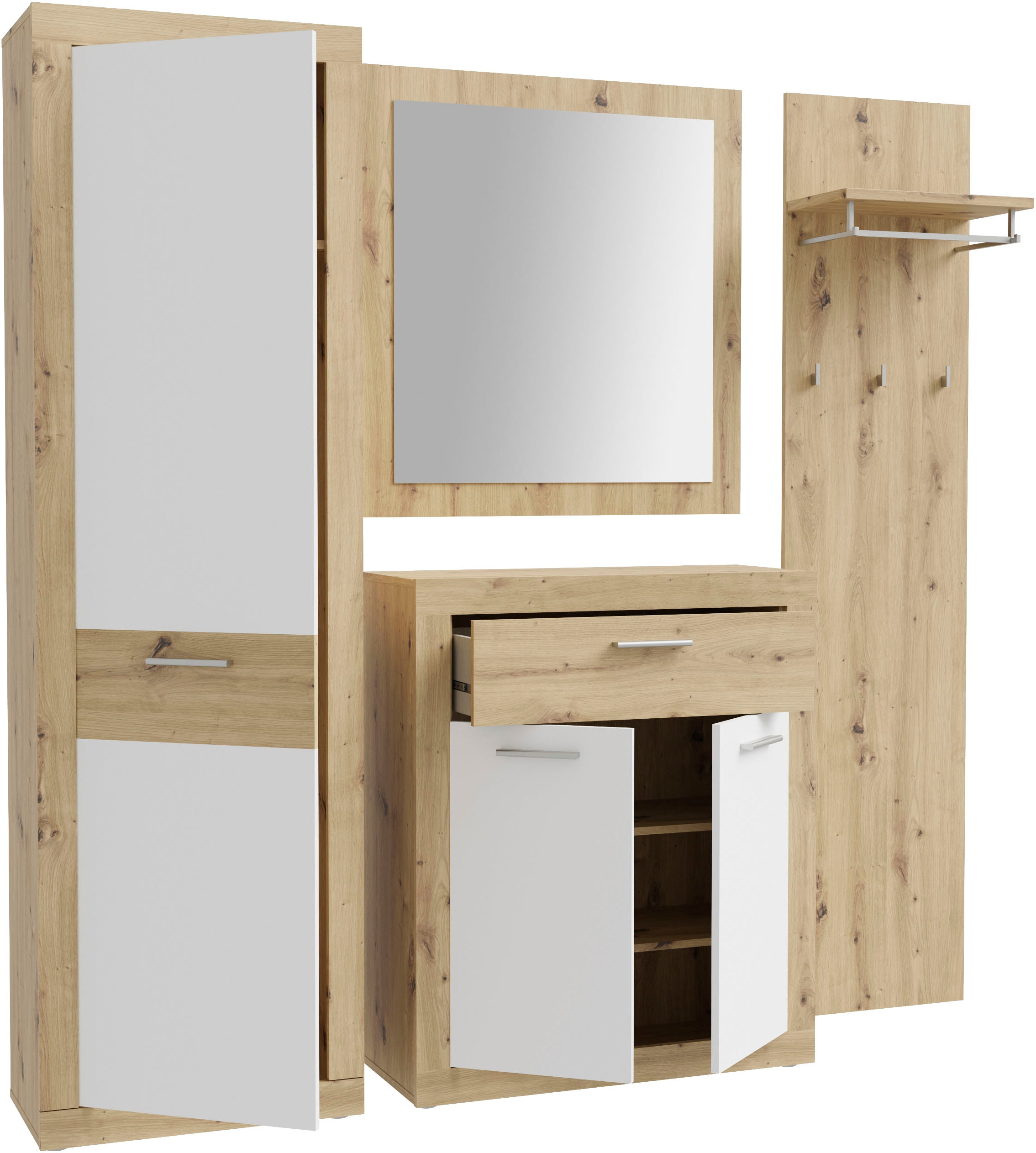 FORTE Garderobenpaneel »Baccio«, (Kombinierbar mit 14164136, 27097631, 93072840), Panell, Kleiderstange, Haken, Kleine Flure