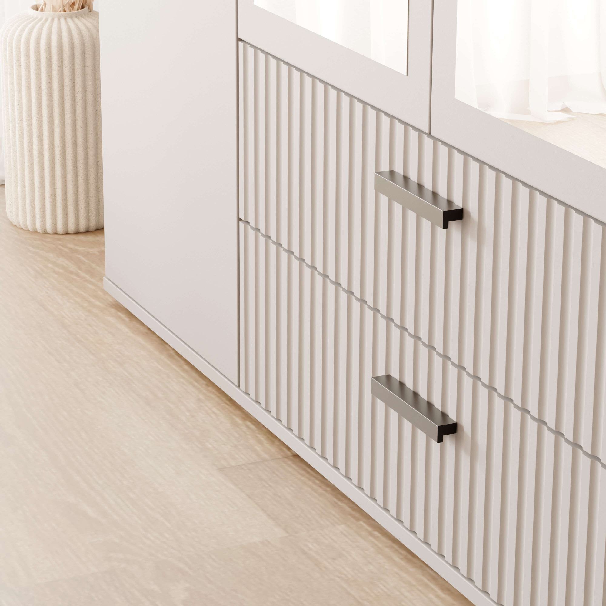 OTTO home Kleiderschrank »KOLLINE, modern mit viel Stauraum & geriffelter Struktur« H/B/T ca. 190/135/52cm,  Robuste Qualität, clevere Innenaufteilung & europäische Herstellung