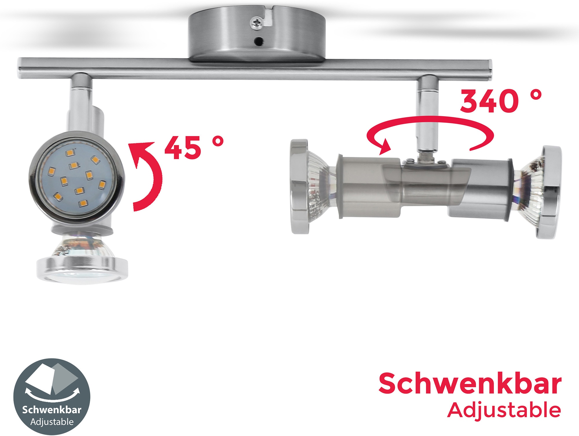 Leuchte, Deckenleuchte 2 flammig-flammig, Badlampe, »Aurel«, online Spot, kaufen LED Lampe Deckenstrahler, 5W GU10, Decke, IP44, B.K.Licht