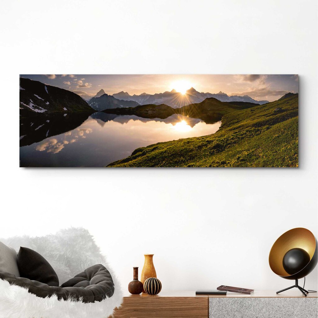 Reinders! Holzbild »Deco Panel 52x156 Mountain Evening Sunset«