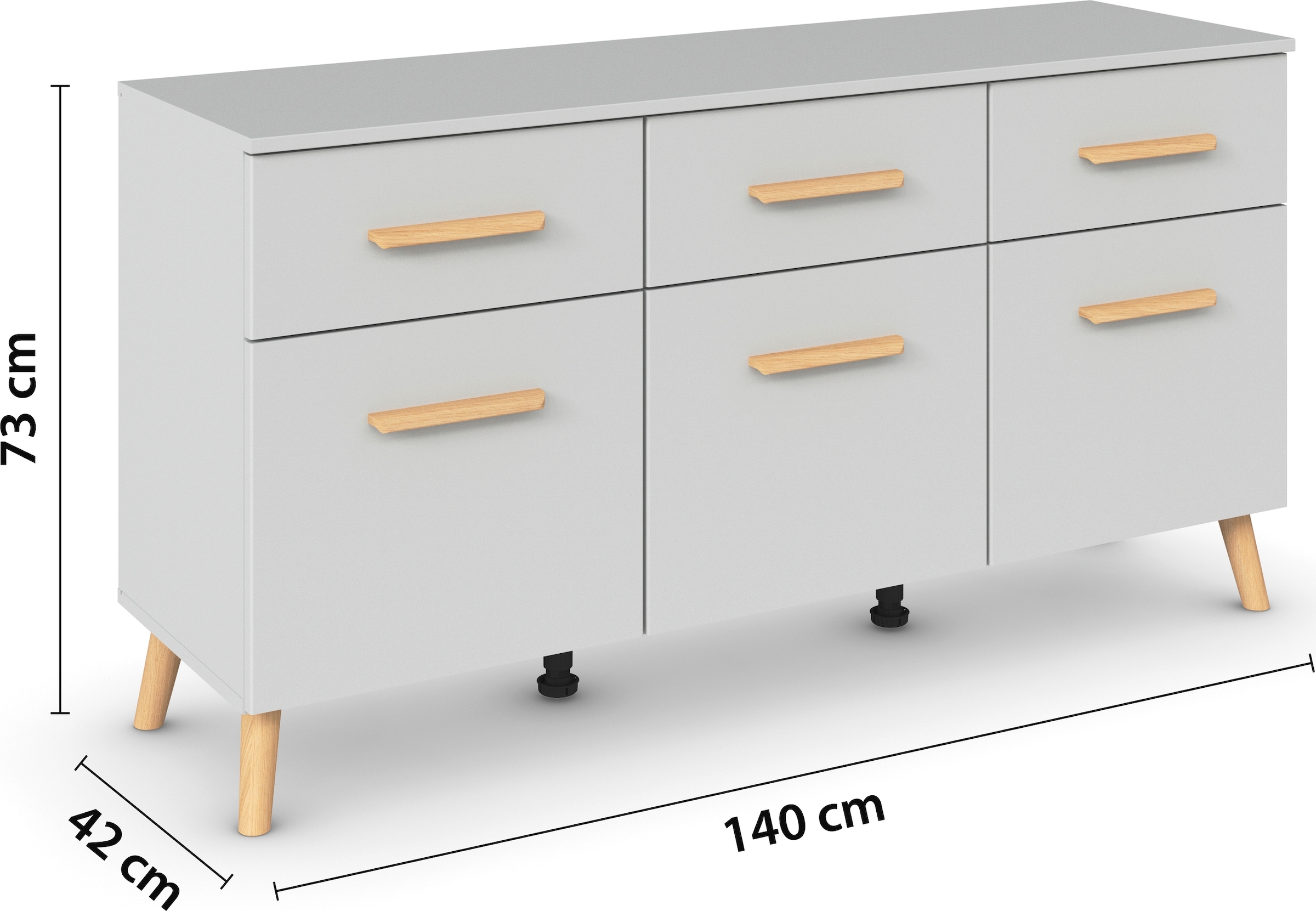 rauch Kombikommode »Skandi by Aditio«, mit Massivholzgriffen, 3 Schubladen mit Softclose-Funktion