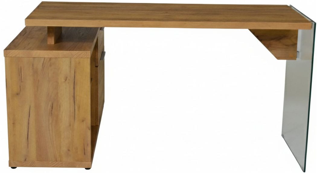 Jahnke Eckschreibtisch »LUX C 135 E« Eckschreibtisch,wechselseitig montierbar,Glas,1 Schublade & 2 Fächer