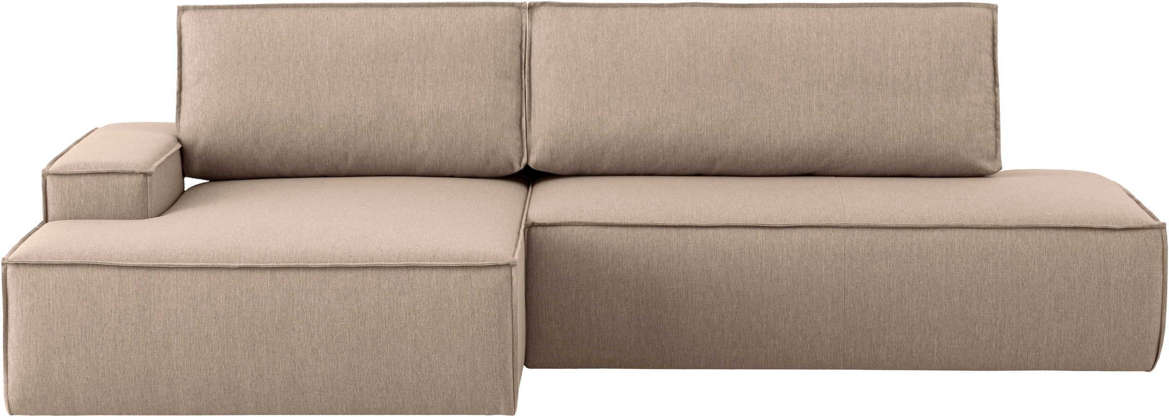 Home affaire Ecksofa »SHERWOOD, Schlafsofa in L-Form offen (275cm), Cord, Leinenoptik«, Schlaffunktion und Bettkasten, Kedernaht, hoher Sitz- & Liegekomfort