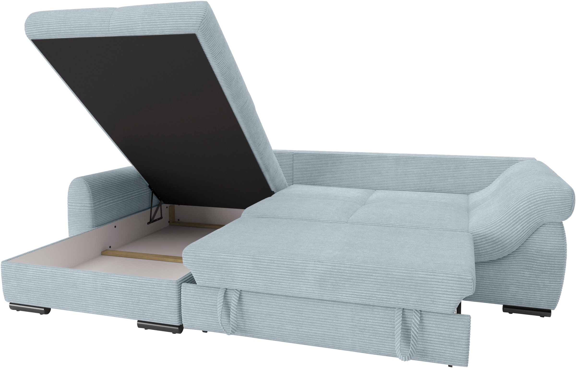 Mr. Couch Ecksofa »Livorno L-Form«, inkl. Hochschläfer-Bettauszug, XL-Bettkasten weiß beschichtet