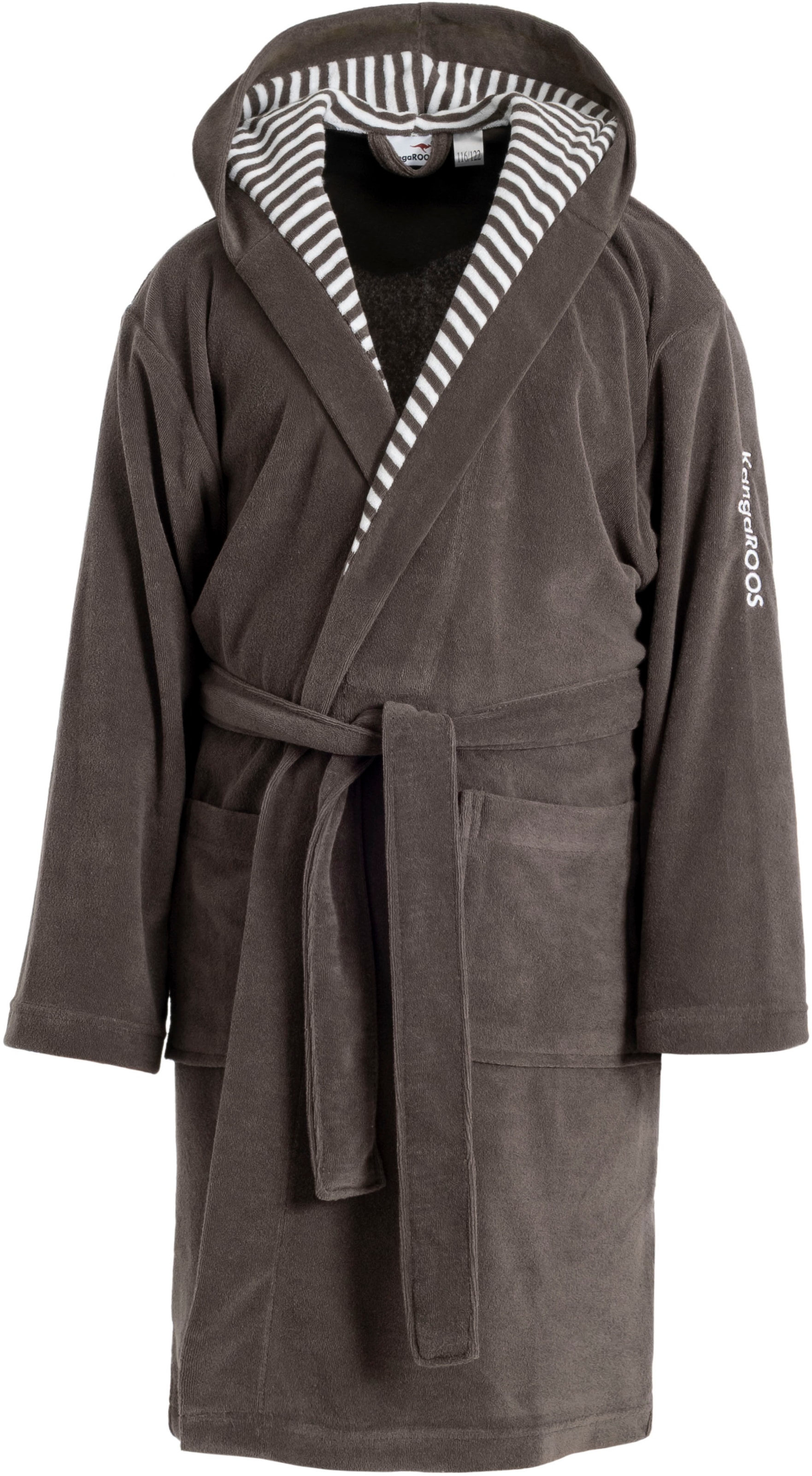 KangaROOS Kinderbademantel »Dalia, Ideal für Zuhause, Schwimmbad oder im Urlaub« 1 Stk. Uni-Farben mit Streifen