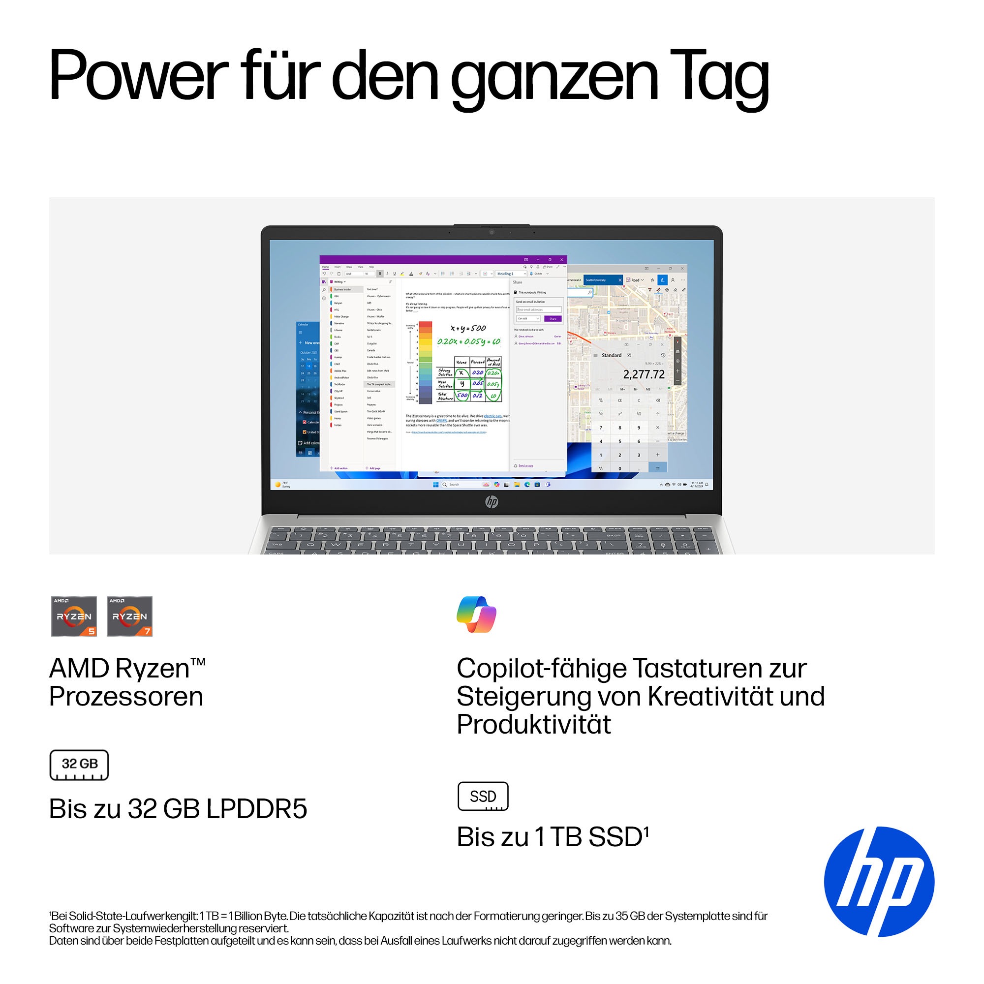 HP Notebook »15-fc103Xngx« 39,6 cm / 15,6 ″ AMD Ryzen 3 Radeon™ 610M 256 GB SSD
