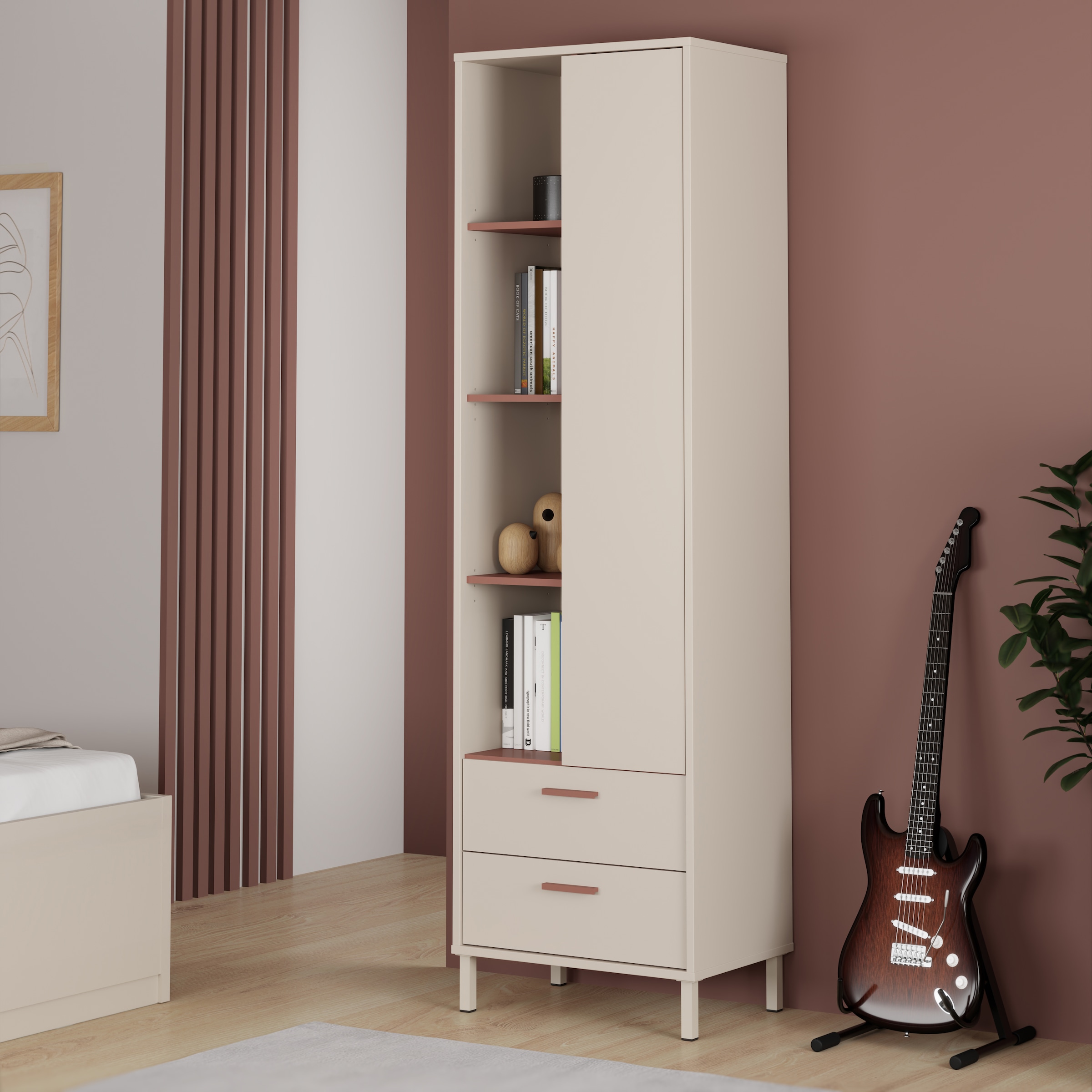 FORTE Mehrzweckregal »Milles« Metallbeine, trendiges Dekor, Vollauszug B/H/T 58,9/201,6/41,5