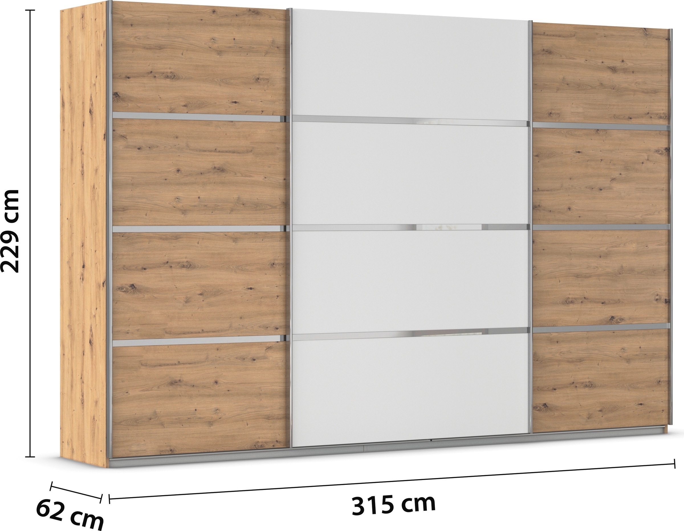 rauch Kleiderschrank »Schwebetürenschrank Garderobe Schrank TOP ANGEBOT Avola«, (in 3 verschiedenen Ausstattungen BASIC/CLASSIC/PREMIUM), mit eleganten Zierleisten in Chrom, Schwarz oder Weiß MADE IN GERMANY