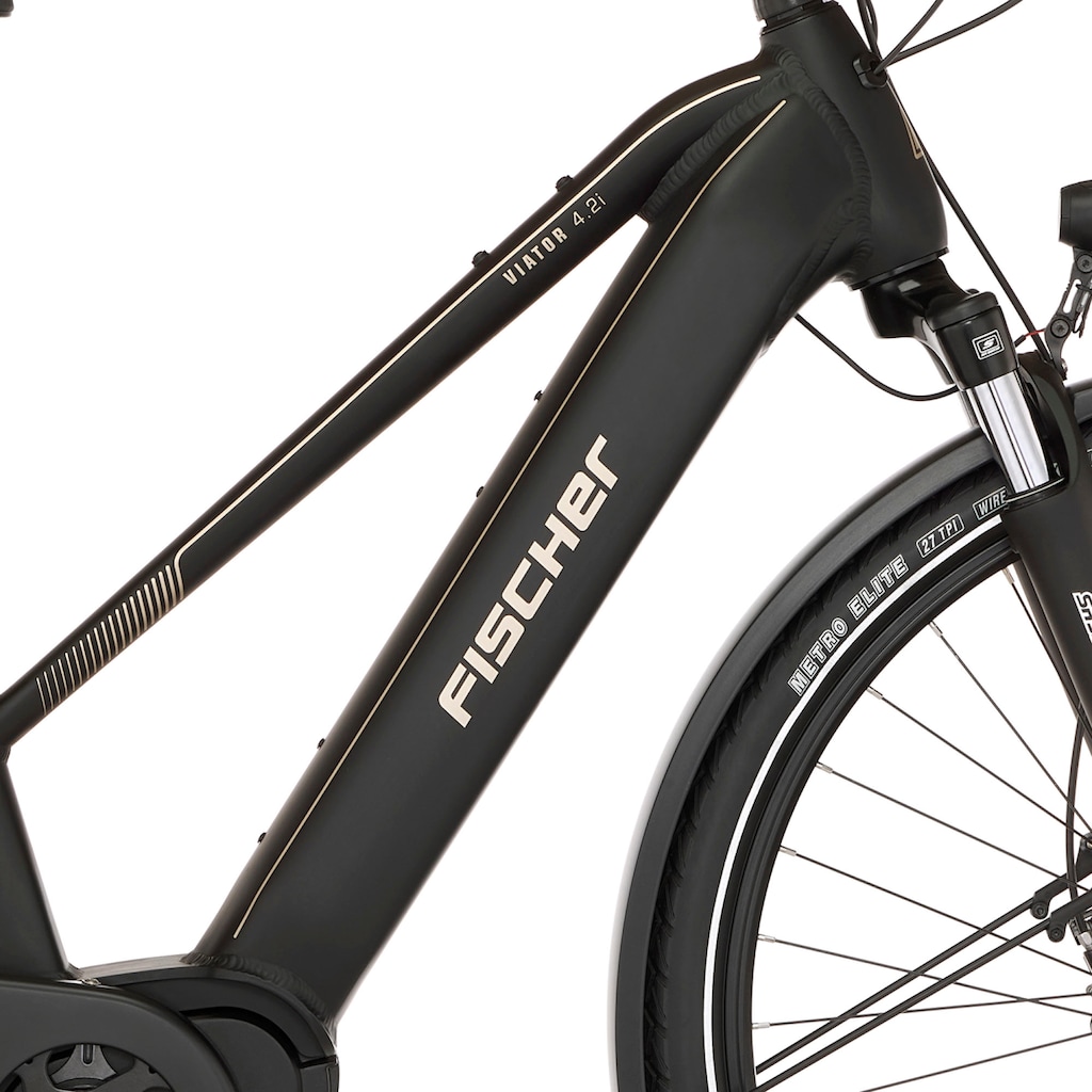 FISCHER Fahrrad E-Bike »VIATOR 4.2i 711«, 9 Gang, Shimano, Acera, Mittelmotor 250 W, (mit Faltschloss)