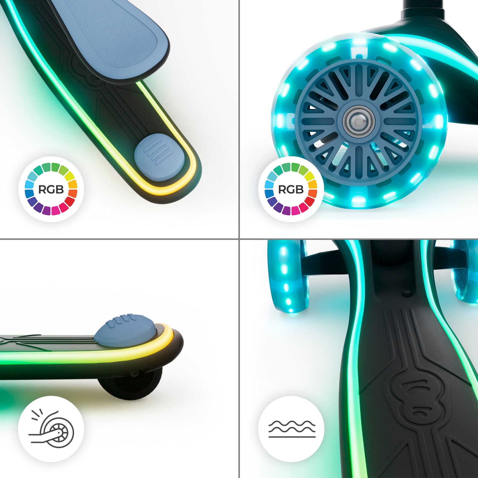 Kinderkraft Tretroller »RAKET UP« mit LED-Leuchten im Trittbrett und beleuchtete RGB-Räder