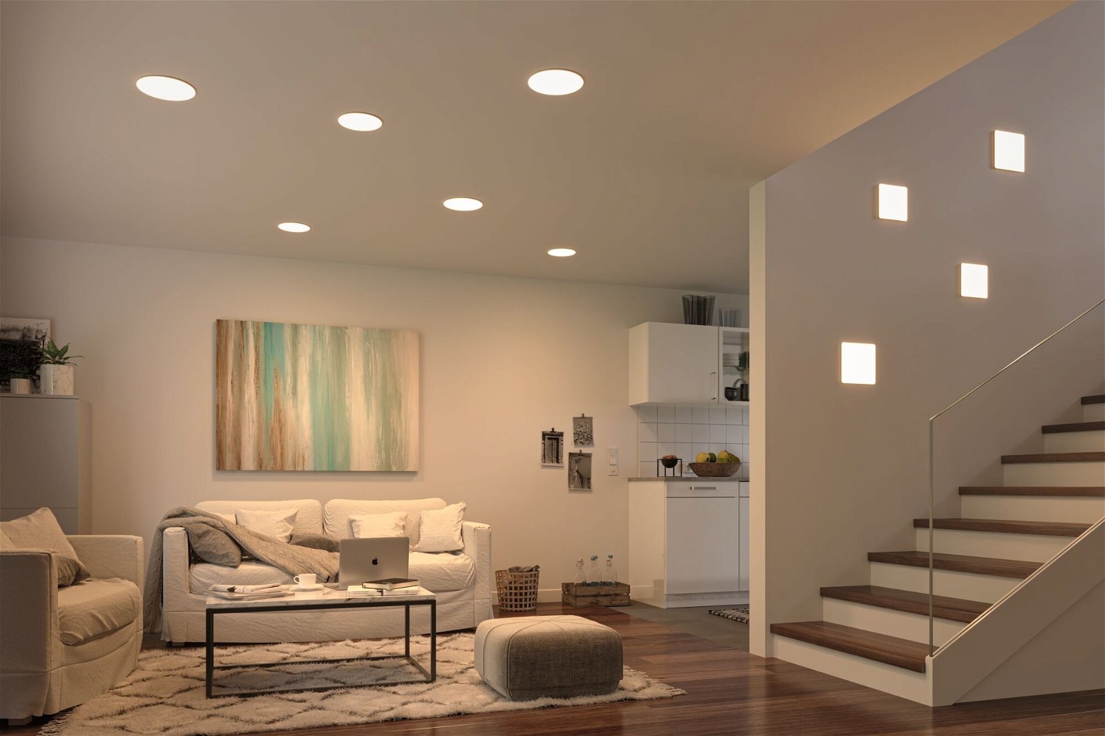 Paulmann LED Einbauleuchte »VariFit Veluna IP44 eckig 215x215mm 21W 1650lm 3000K Satin 3-Step-Dim« 1 Stk. Warmweiß Einbaupanel, dimmbar