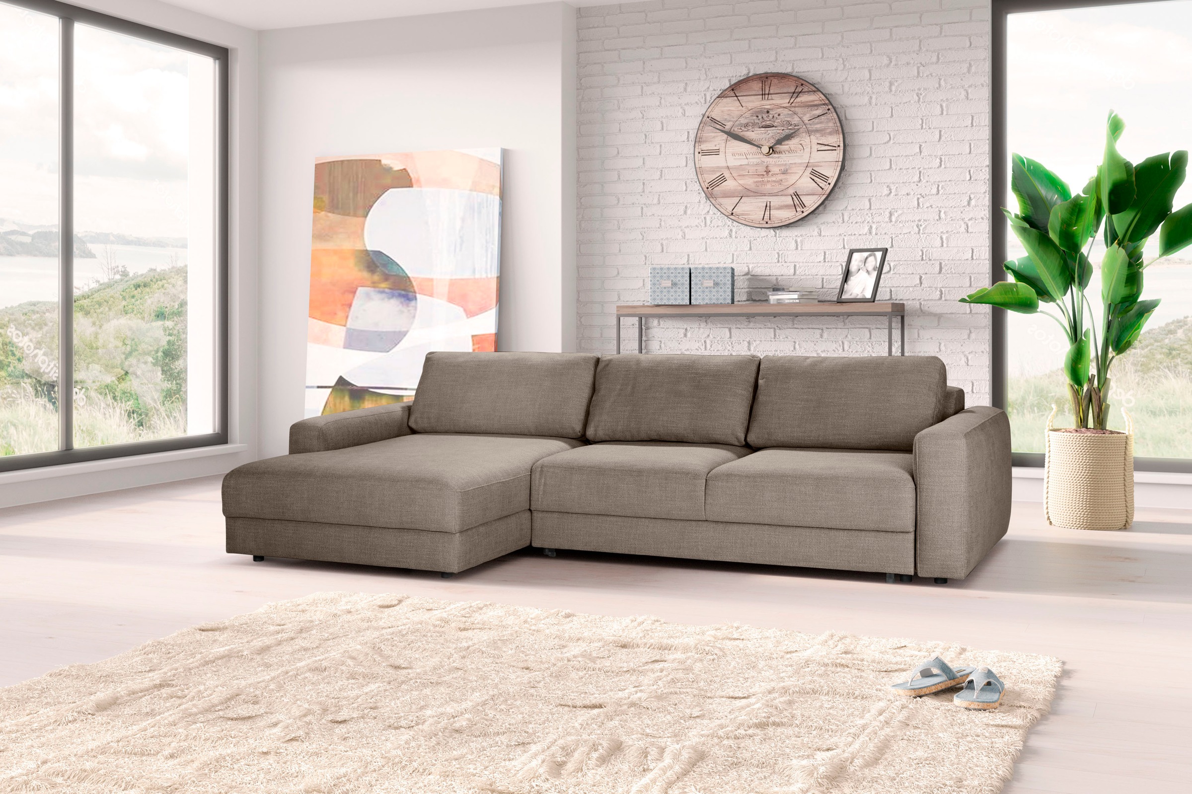 TRENDMANUFAKTUR Ecksofa »Bourbon II, hoher Sitzkomfort, extrabreite Recamie günstig online kaufen