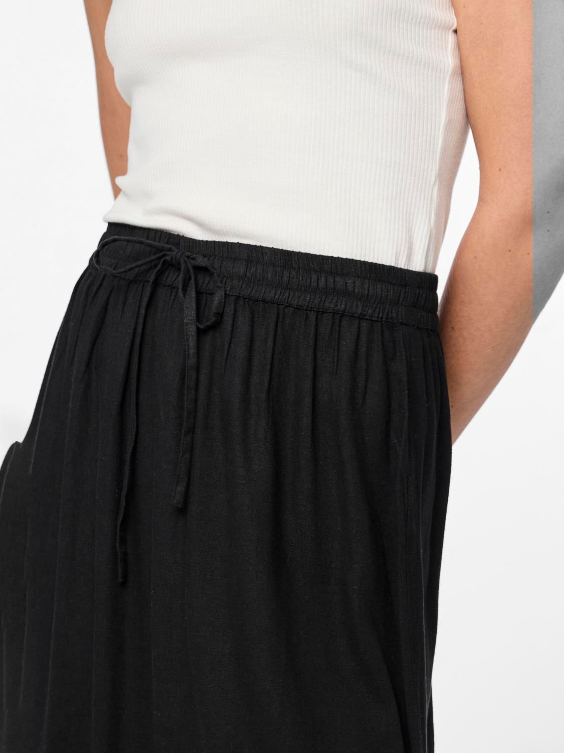 pieces Sommerrock »PCPIA MW ANKLE SKIRT WVN NOOS«, mit Leinen