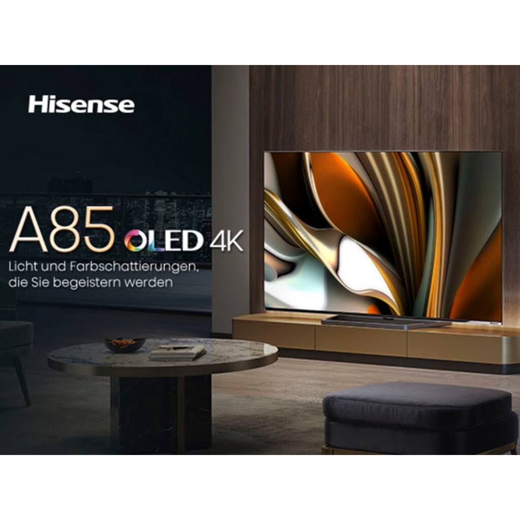 Hisense OLED-Fernseher »65A85H«, 164 cm/65 Zoll, 4K Ultra HD, Smart-TV, 120Hz, HDMI 2.1, Dolby Vision IQ, Dolby Atmos, Sprachassistenten