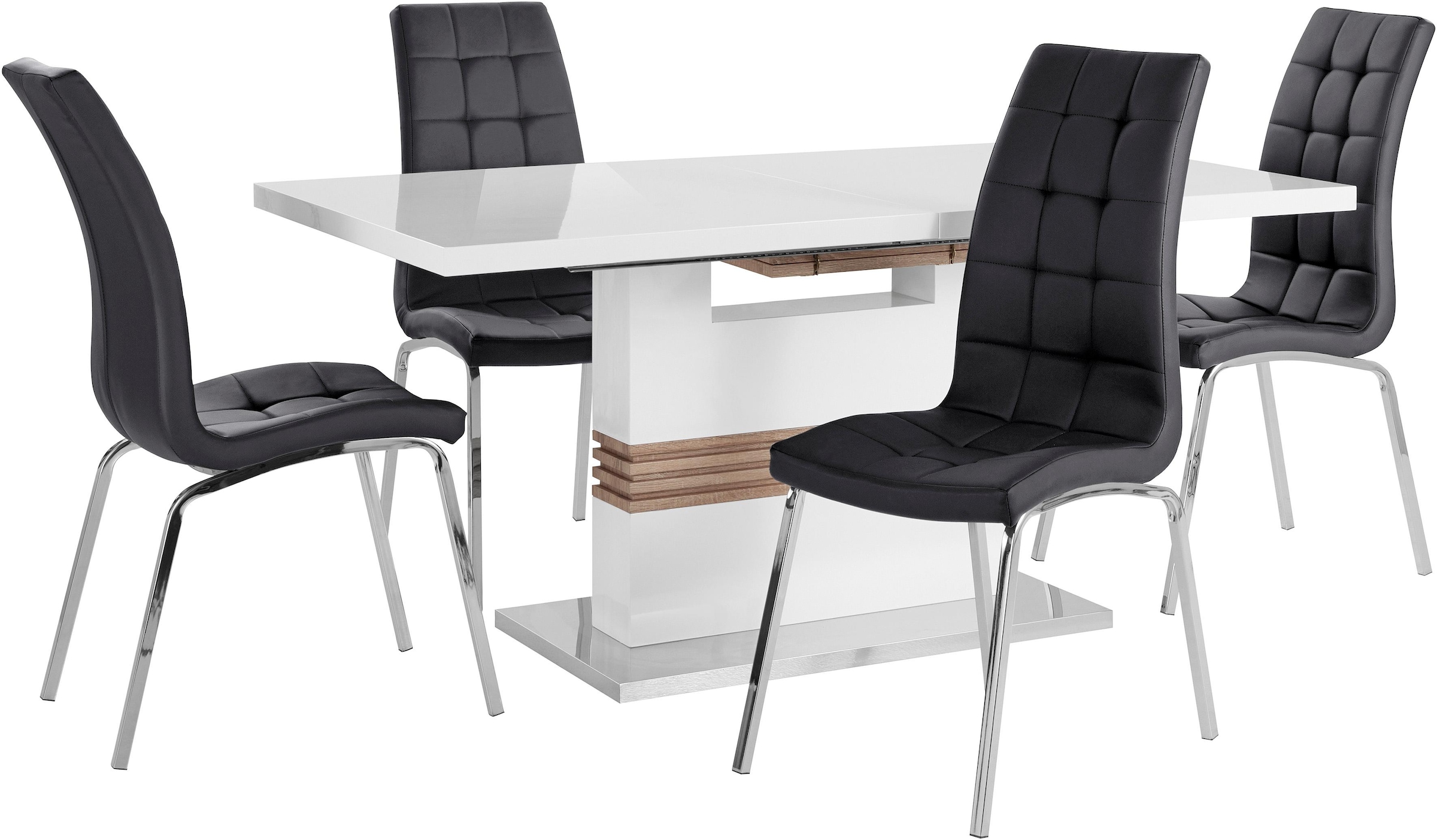INOSIGN Essgruppe »Perez/Lila«, (Set, 5 tlg.), mit 4 Stühlen, Tisch ausziehbar, Breite 160-200 cm