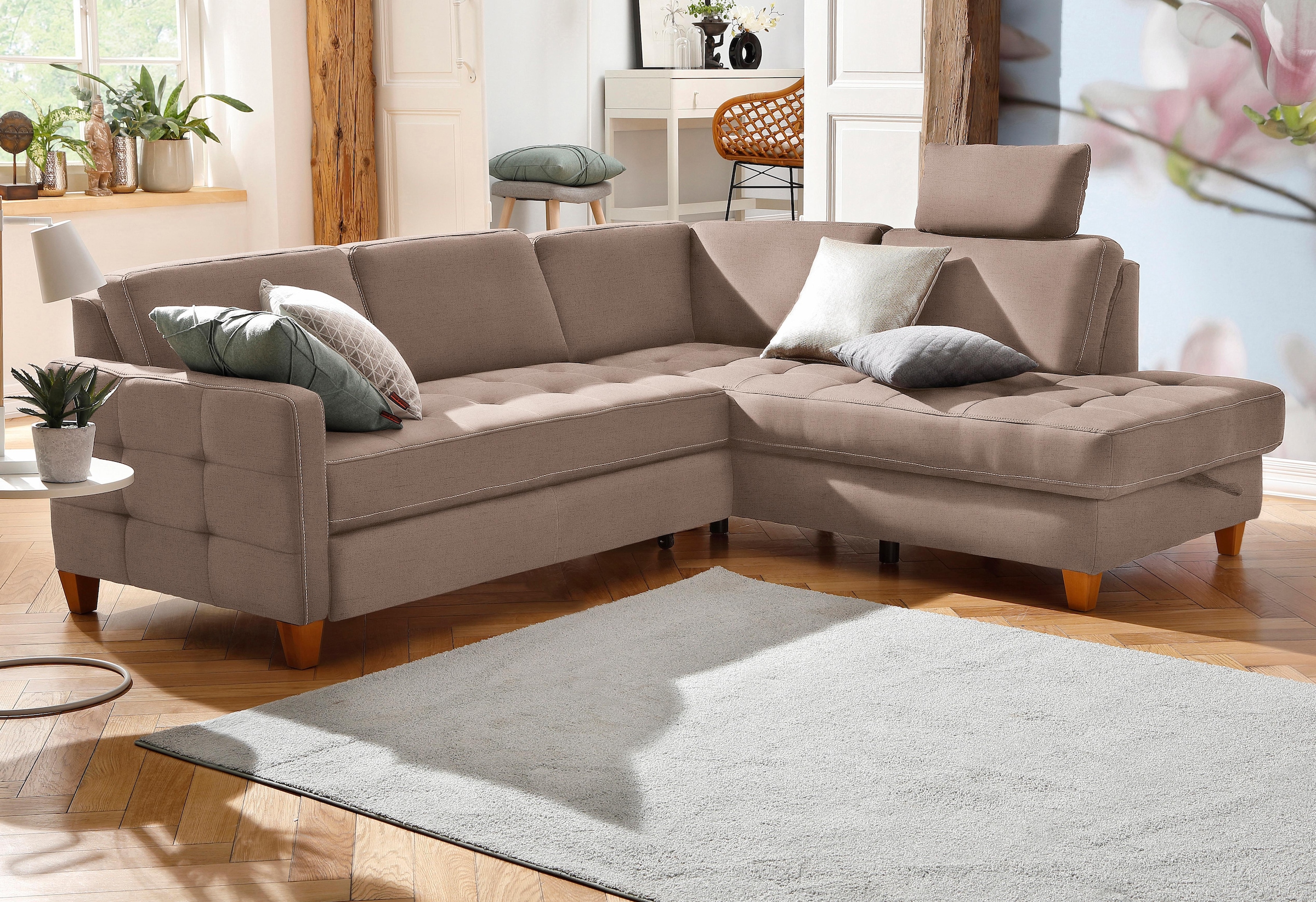 Home affaire Ecksofa »Earl L-Form«, wahlweise auch mit Bettfunktion oder Be günstig online kaufen
